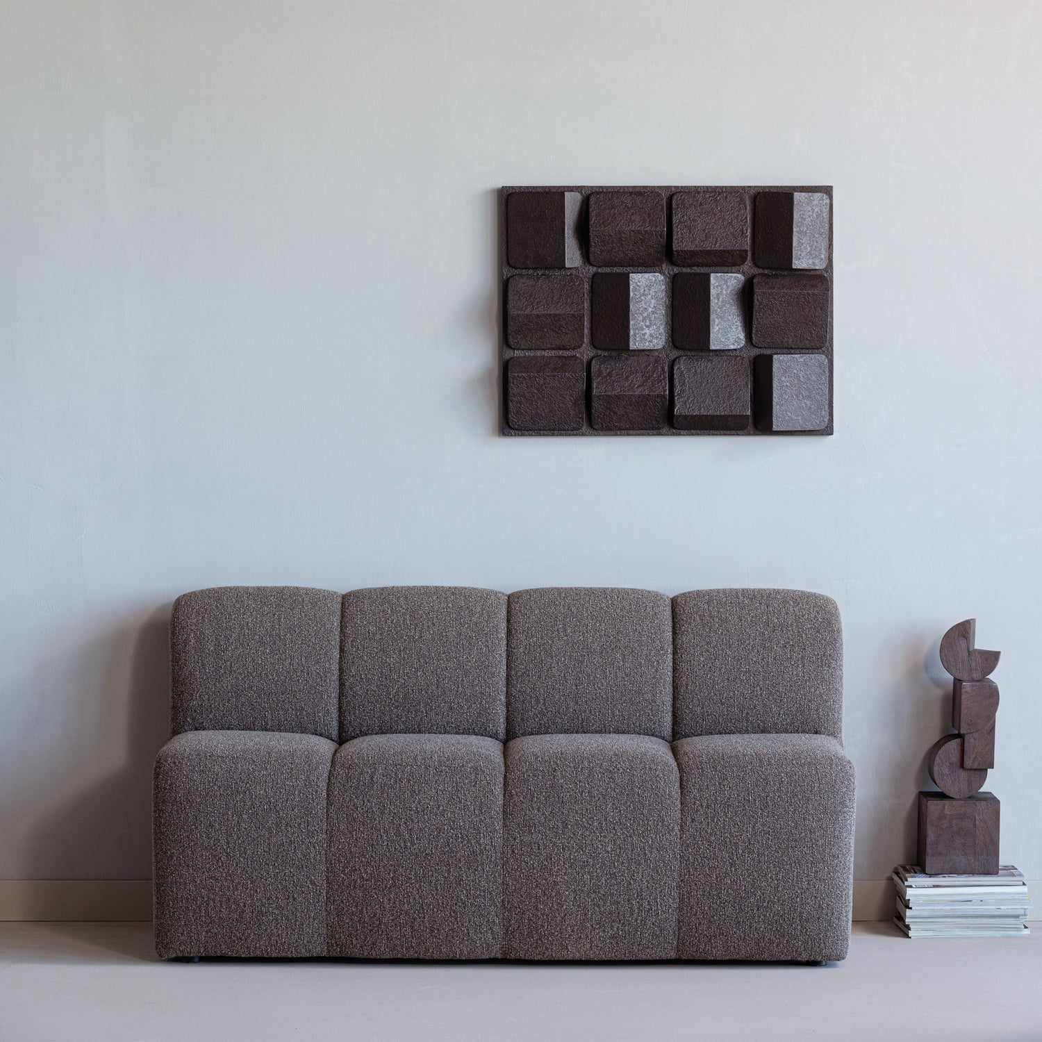 Woood | Mojo eetbank met rugleuning bouclé bruin melange