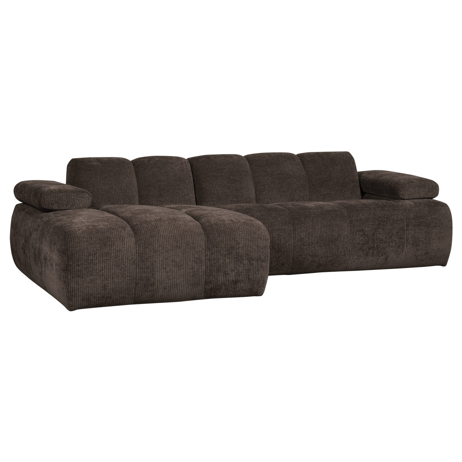 Woood | Chaise longue Mojo links ribstof bruin