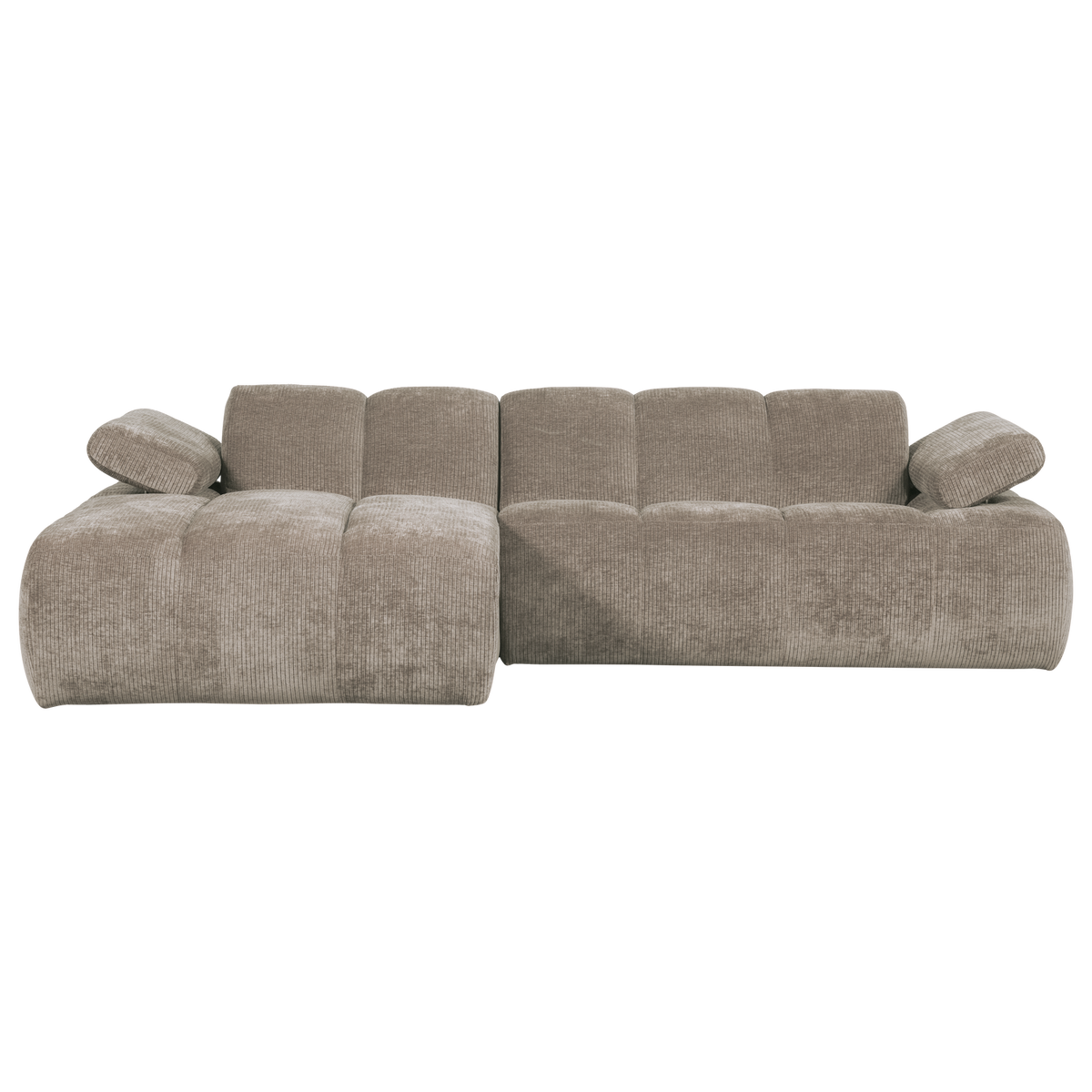 Woood | Chaise longue Mojo links ribstof donkerzand