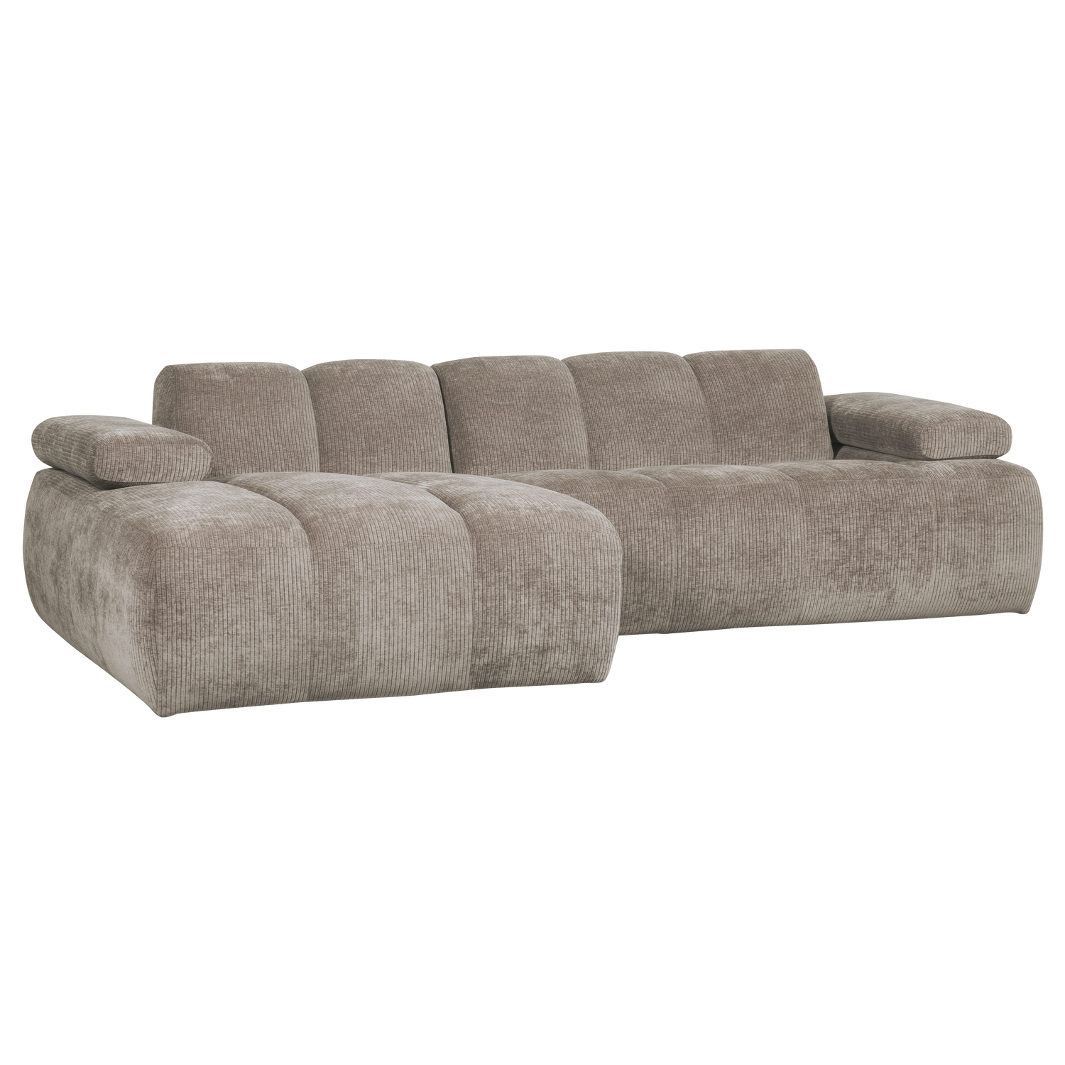 Woood | Chaise longue Mojo links ribstof donkerzand