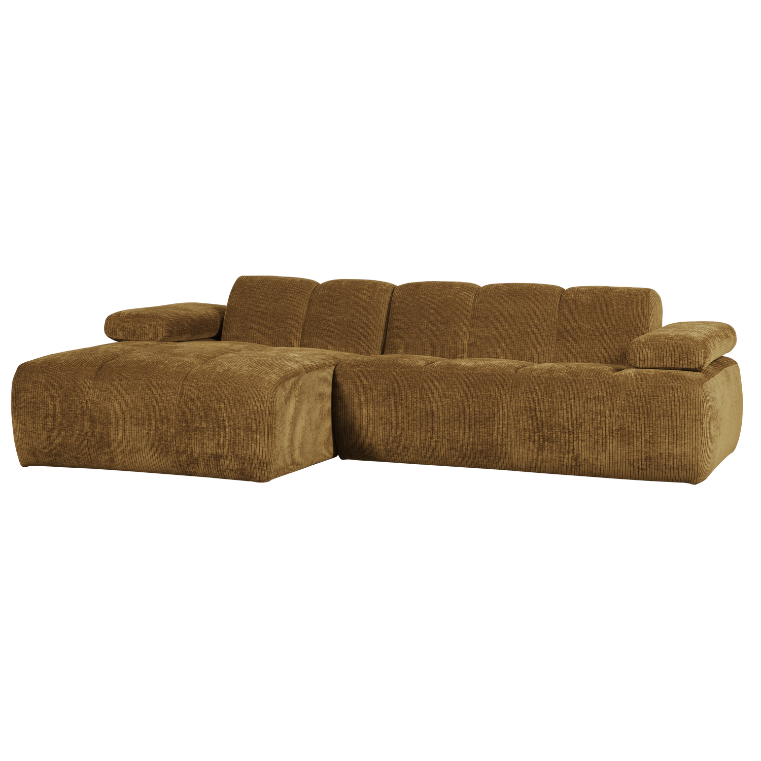 Woood | Chaise longue Mojo links ribstof honinggeel