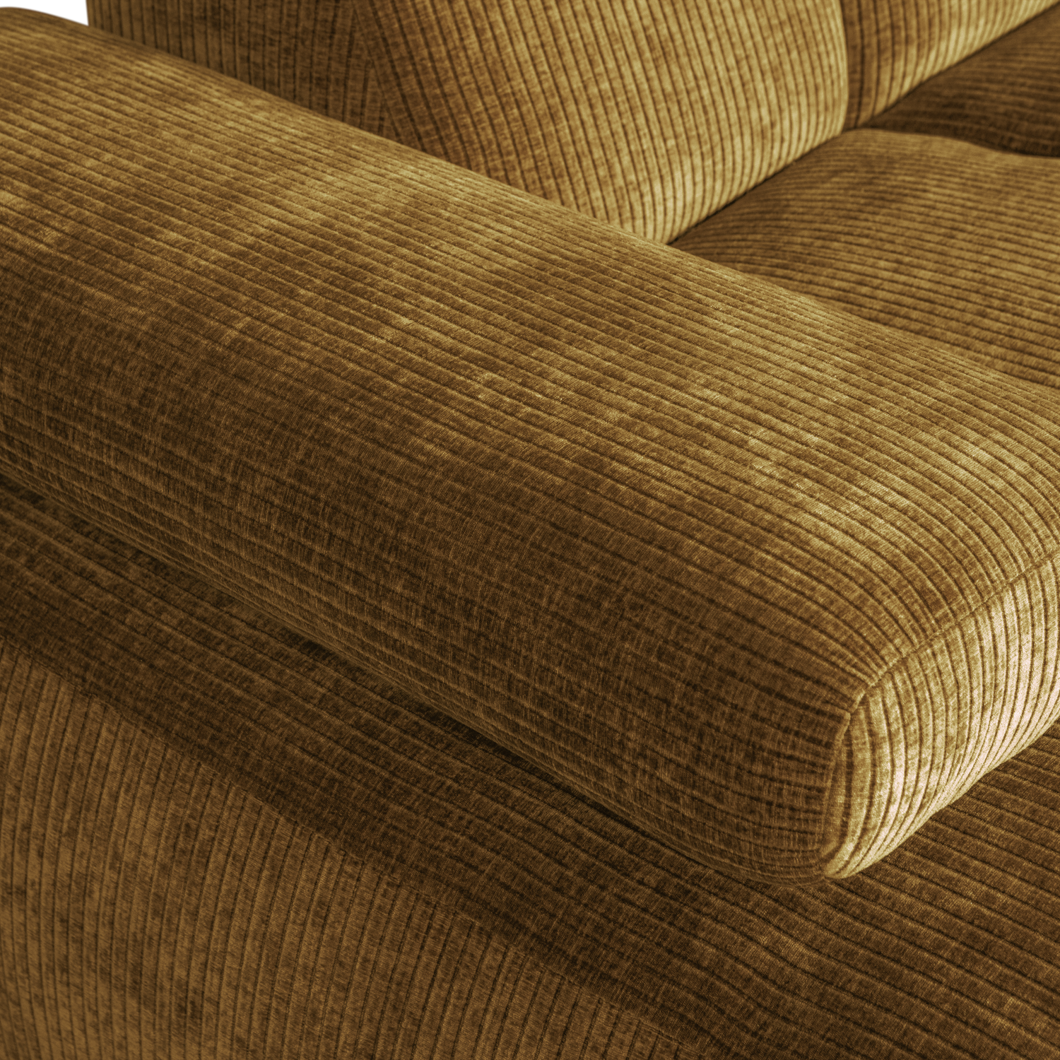Woood | Chaise longue Mojo links ribstof honinggeel