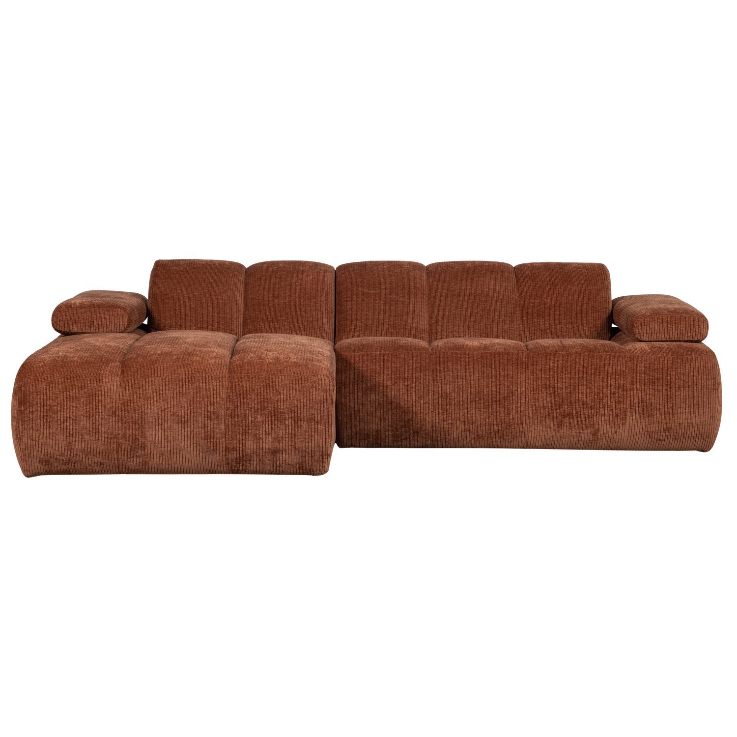Woood | Chaise longue Mojo links ribstof roestbruin