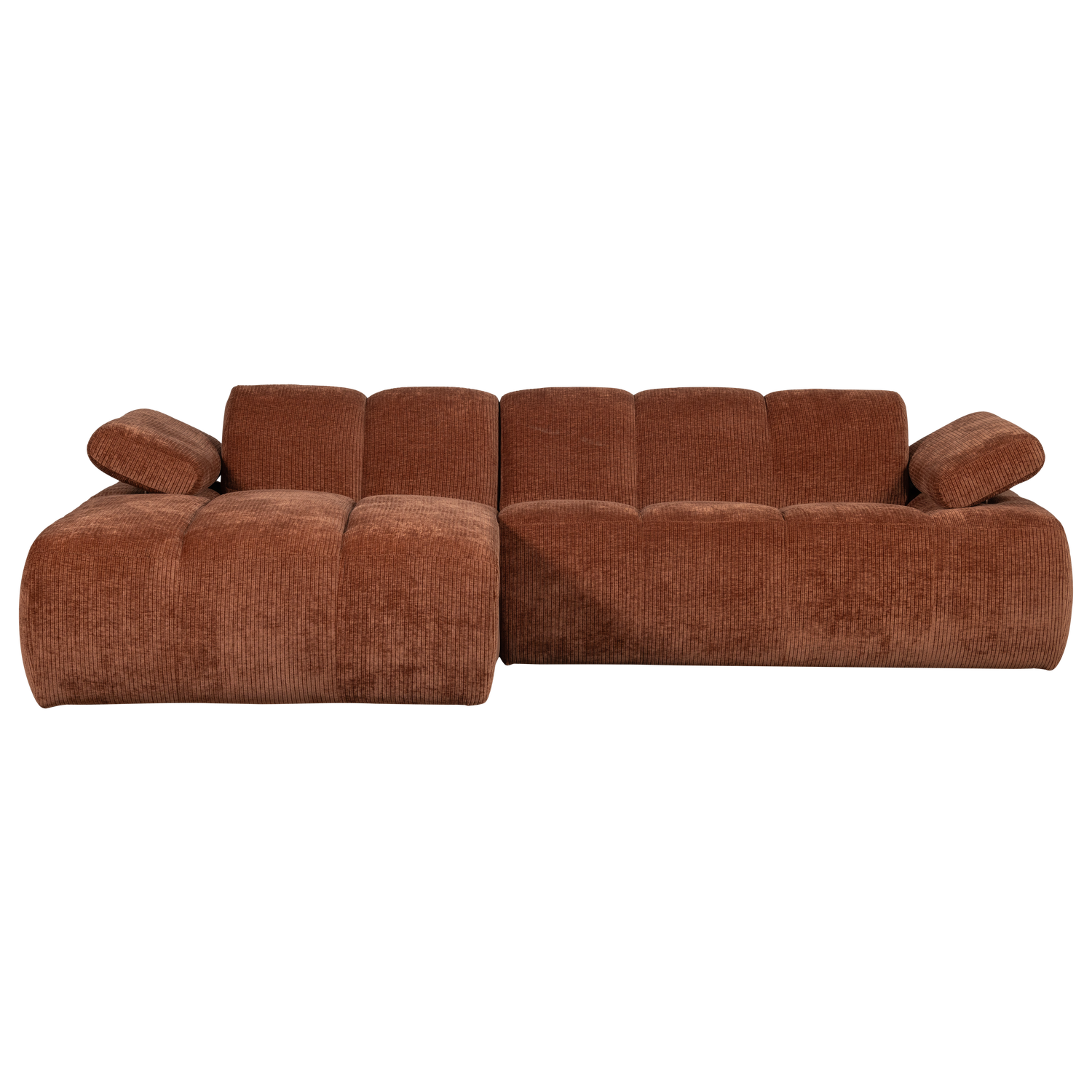 Woood | Chaise longue Mojo links ribstof roestbruin