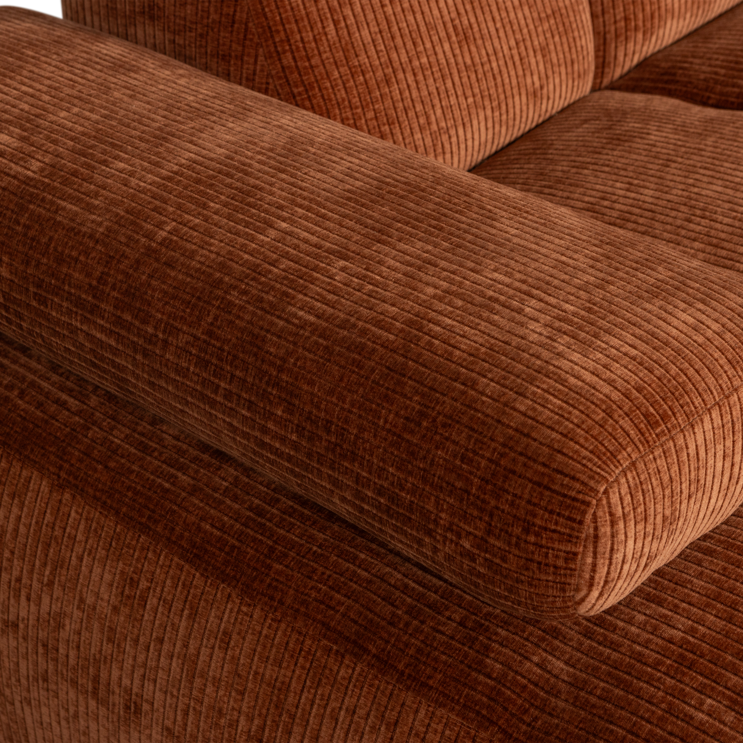 Woood | Chaise longue Mojo links ribstof roestbruin