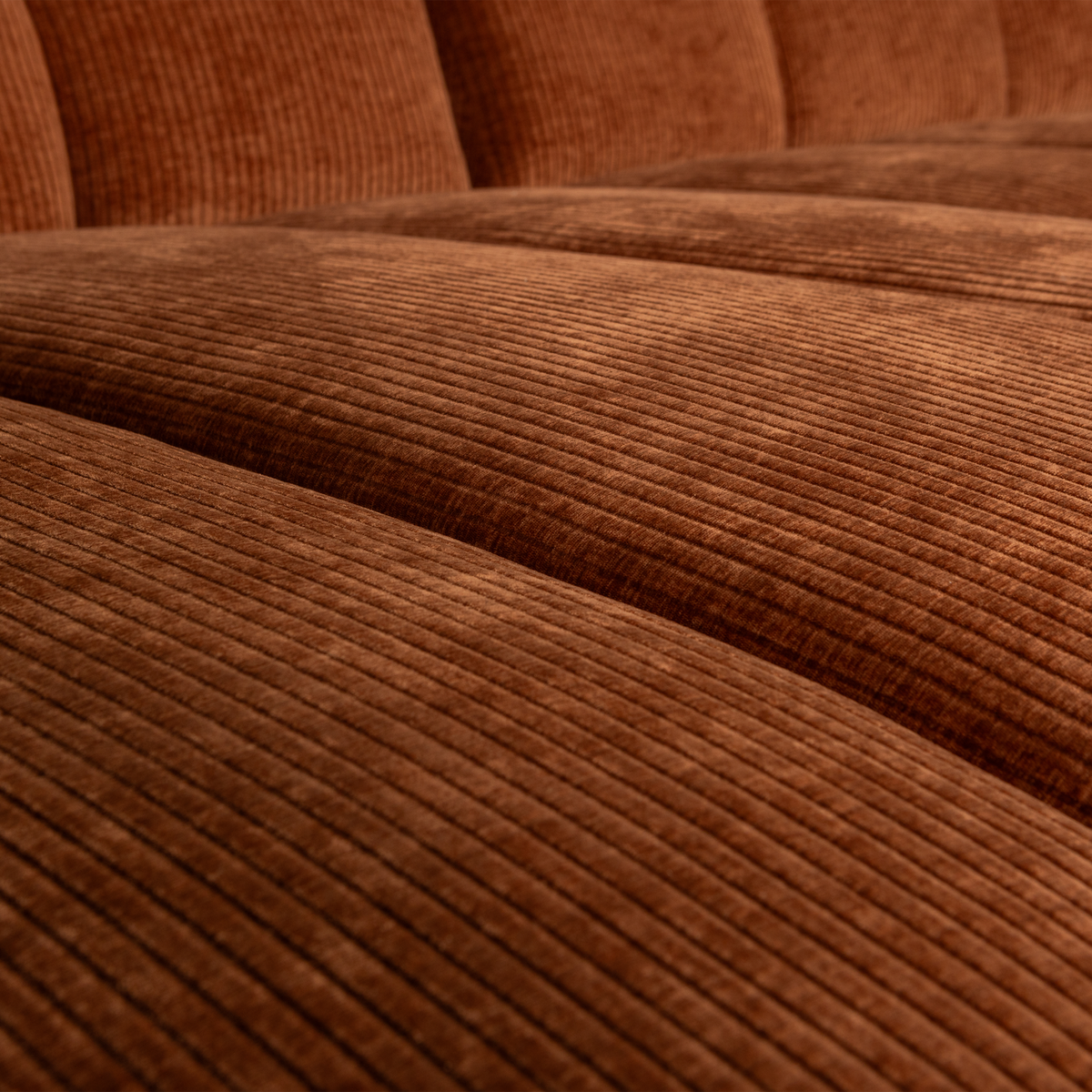 Woood | Chaise longue Mojo links ribstof roestbruin