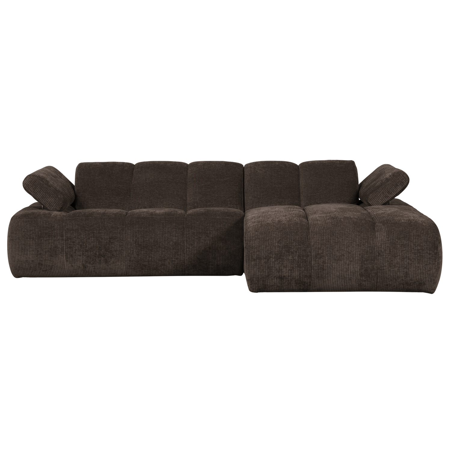 Woood | Chaise longue Mojo rechts ribstof bruin