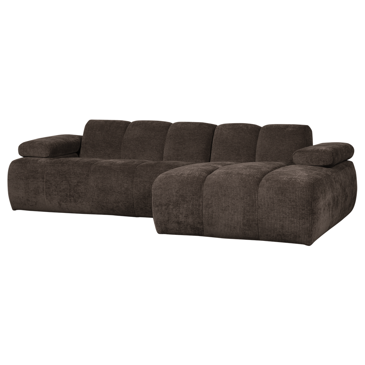 Woood | Chaise longue Mojo rechts ribstof bruin