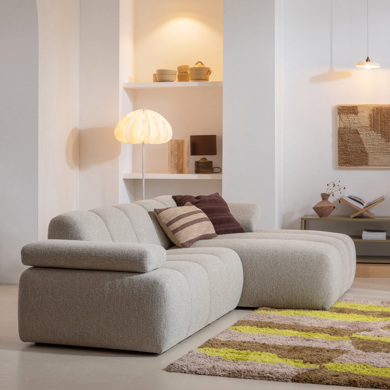 Woood | Mojo chaise longue bank rechts boucle beige melange