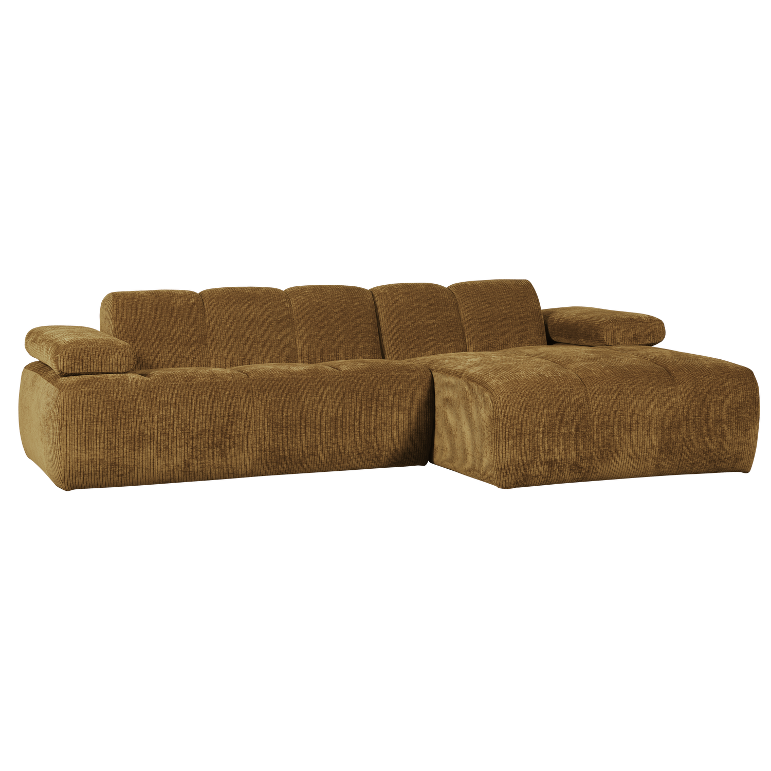 Woood | Chaise longue Mojo rechts ribstof honinggeel