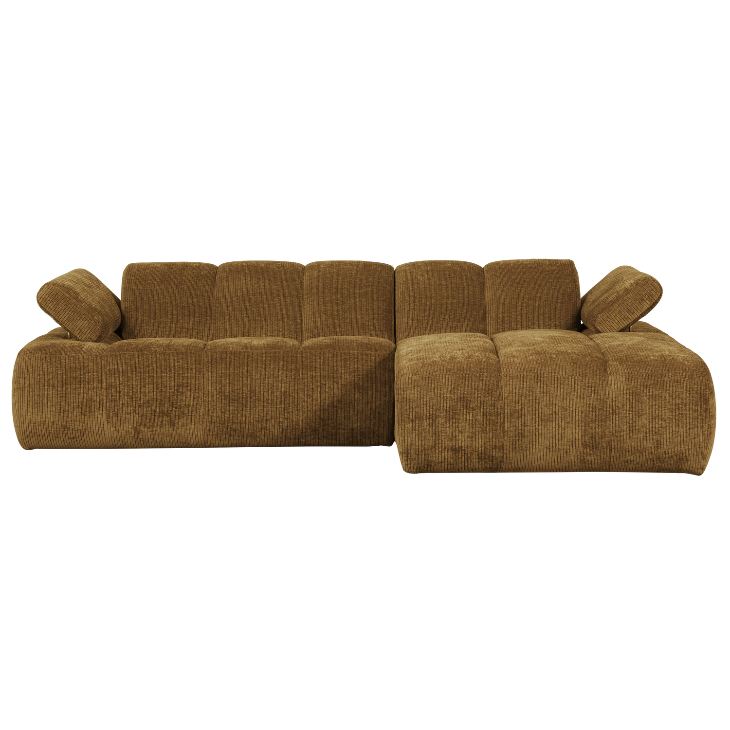 Woood | Chaise longue Mojo rechts ribstof honinggeel