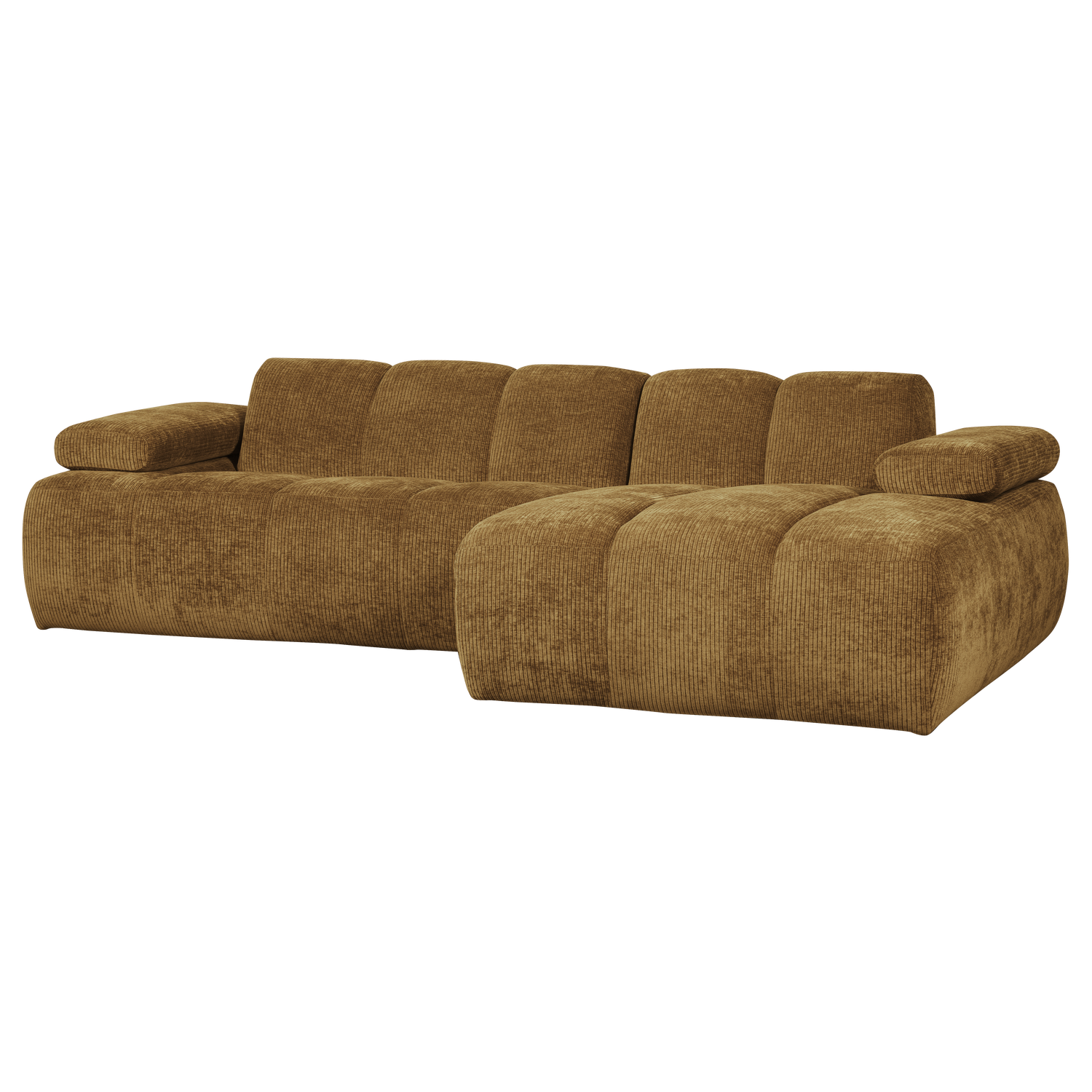 Woood | Chaise longue Mojo rechts ribstof honinggeel