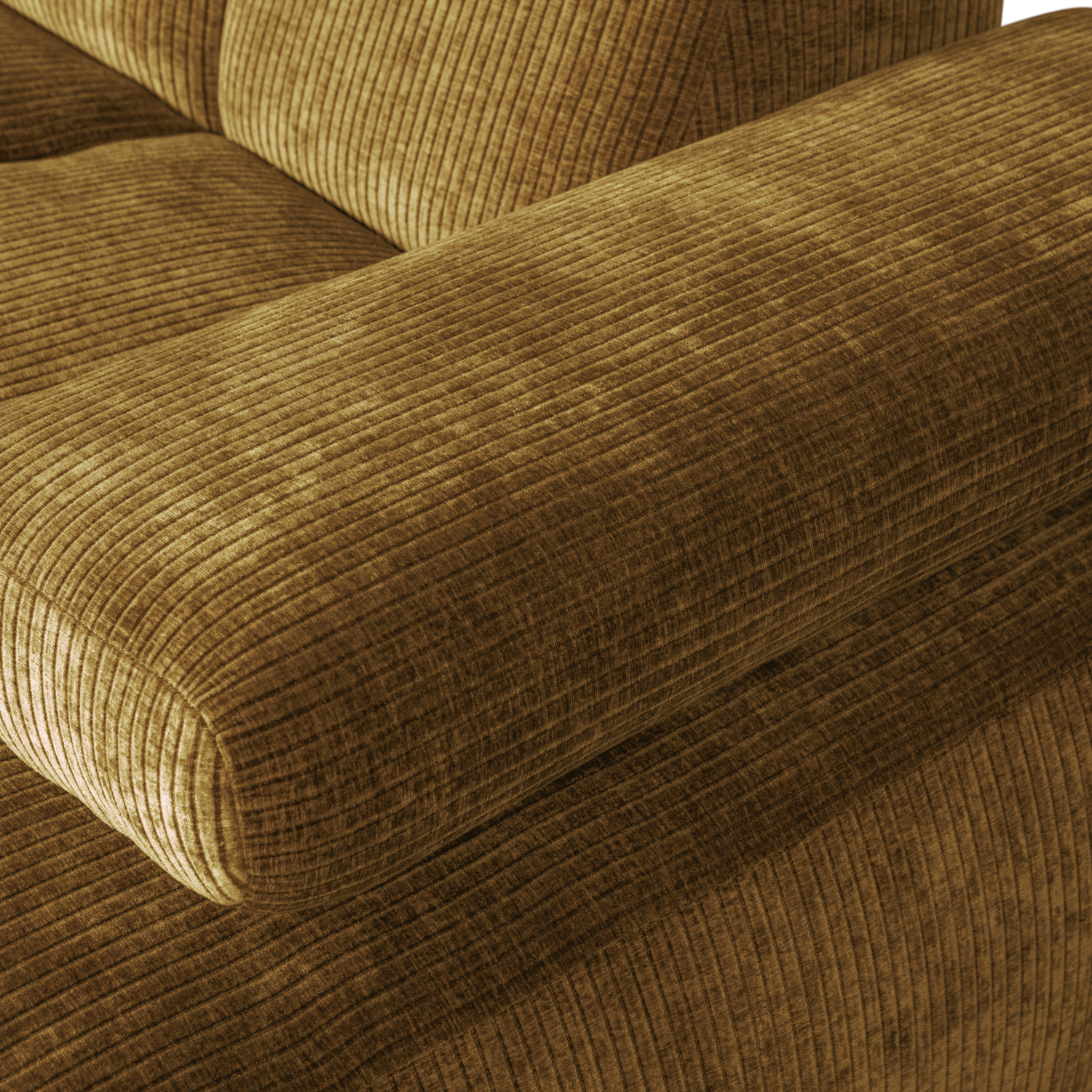 Woood | Chaise longue Mojo rechts ribstof honinggeel