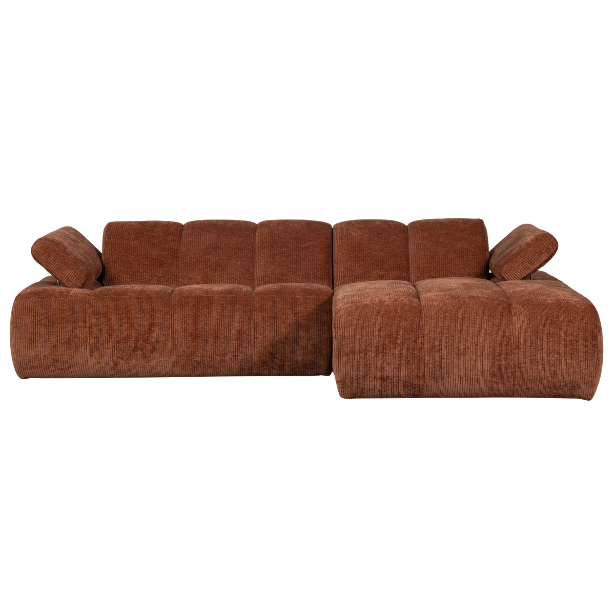 Woood | Chaise longue Mojo rechts ribstof roestbruin