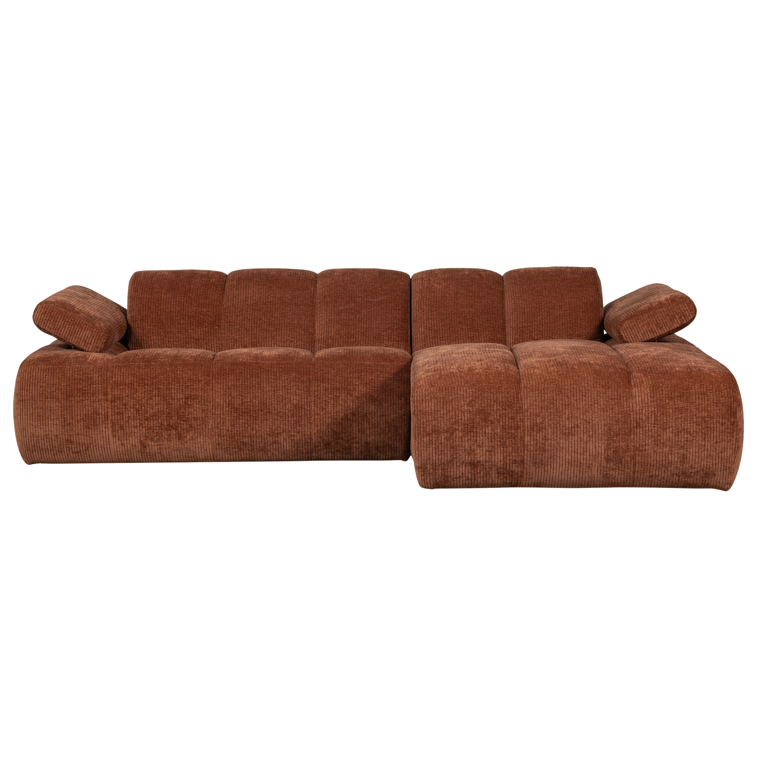Woood | Chaise longue Mojo rechts ribstof roestbruin