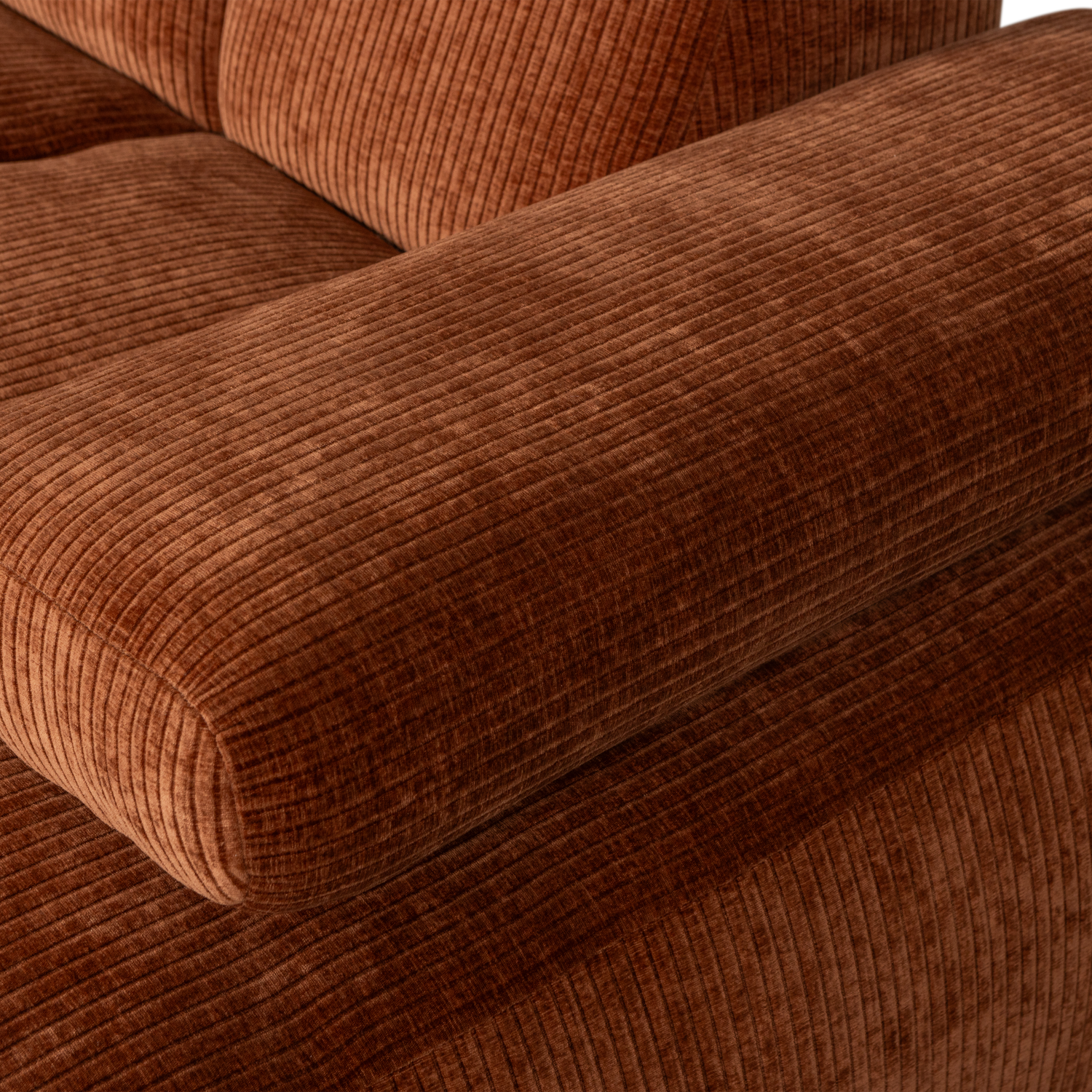 Woood | Chaise longue Mojo rechts ribstof roestbruin