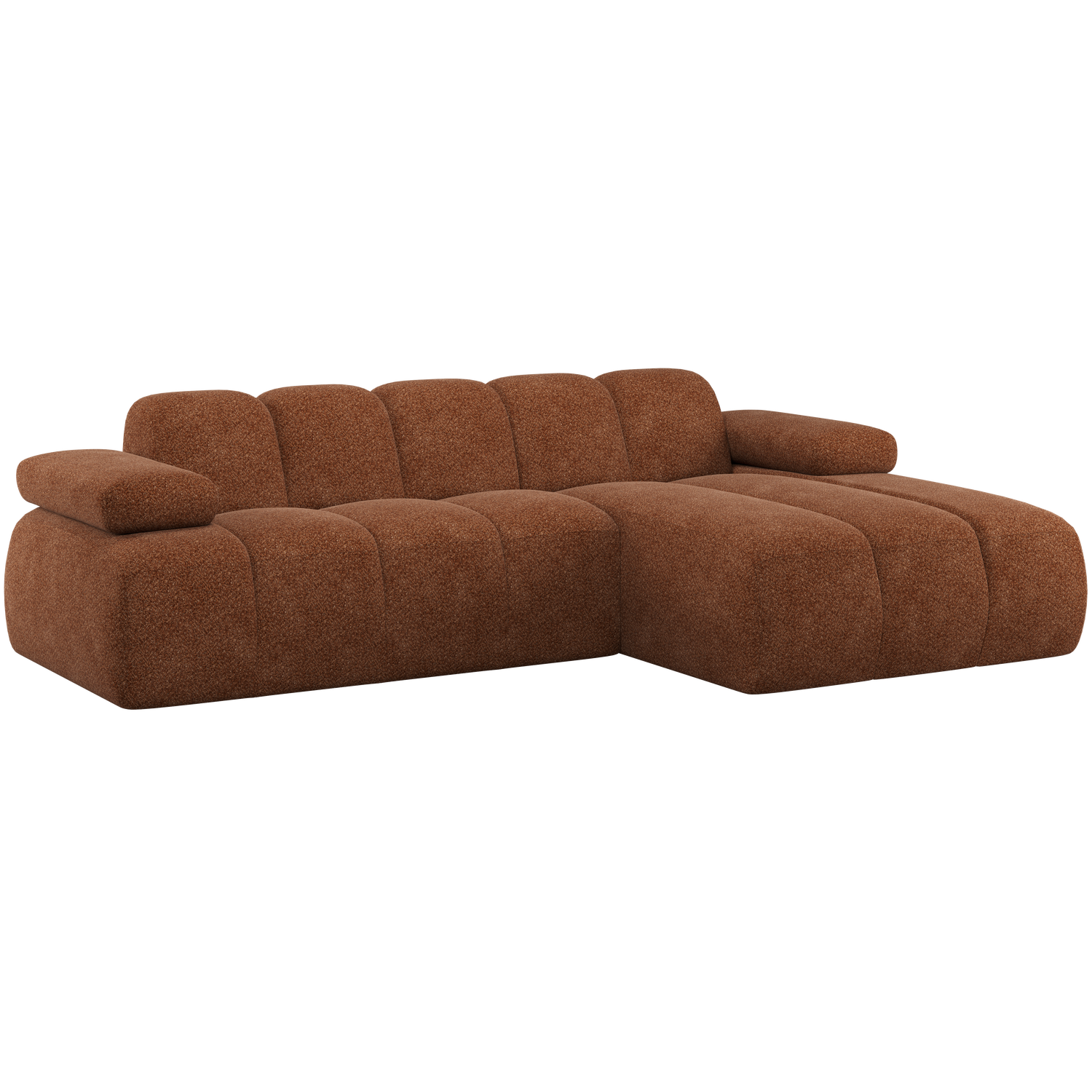 Woood | Chaise longue Mojo rechts wollig roestbruin