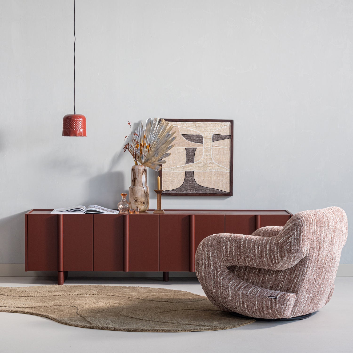 Woood | Fauteuil Folke chenille oudroze melange