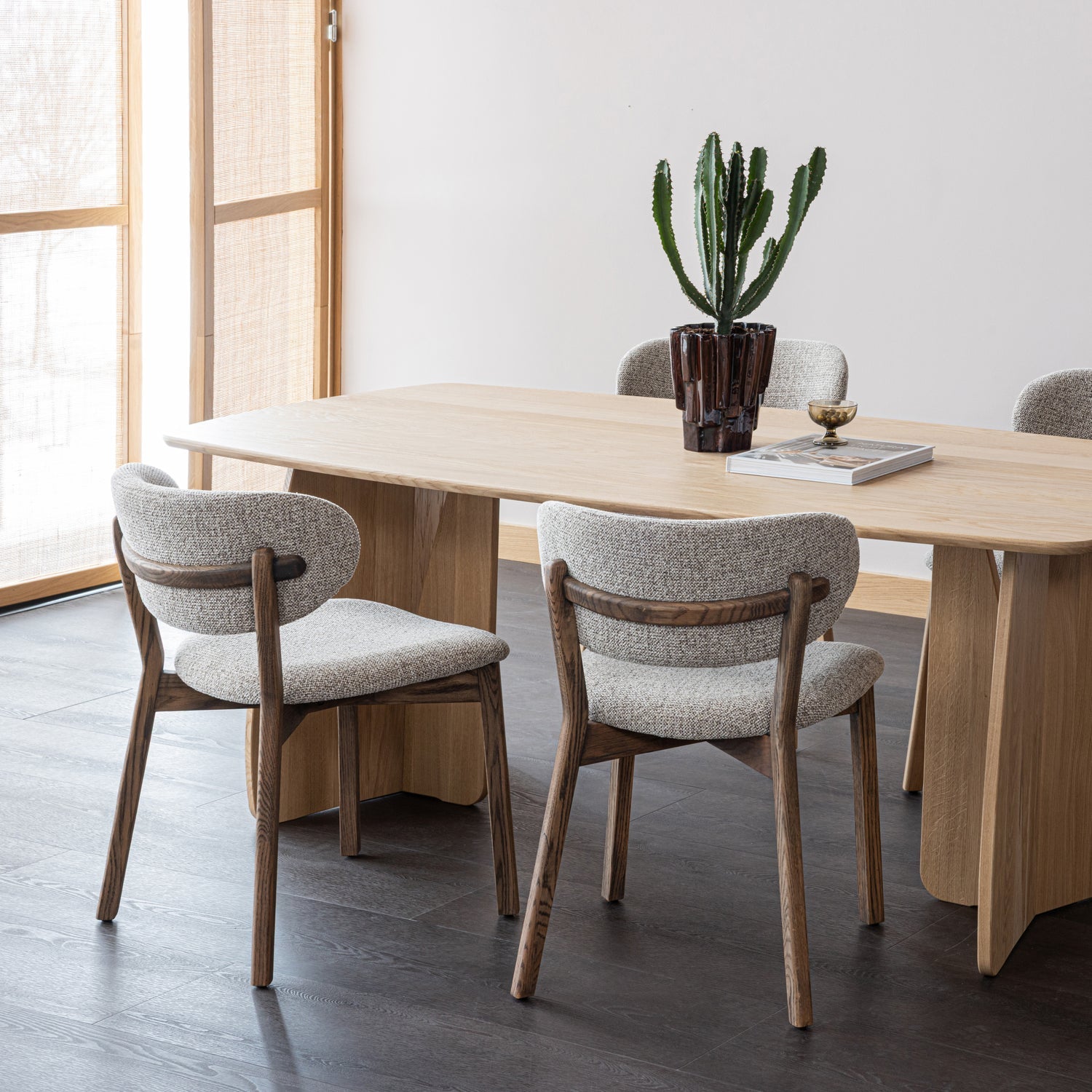 Woood | Eetkamerstoel Udar naturel met houten frame bruin