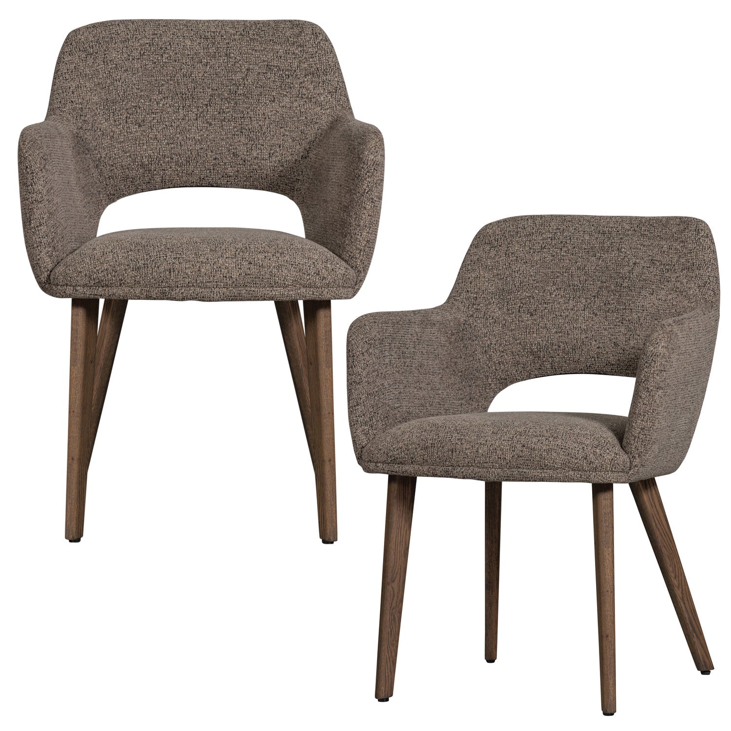 Woood | Eetkamerstoel Murat taupe met houten poot bruin