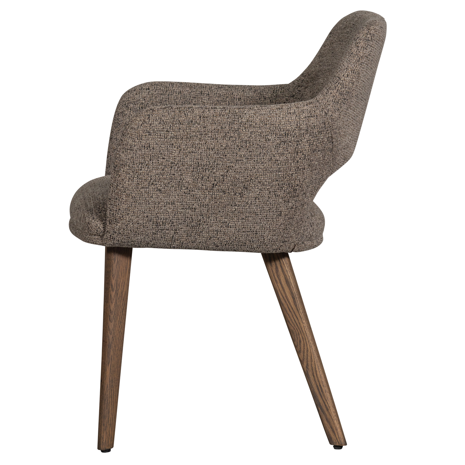 Woood | Eetkamerstoel Murat taupe met houten poot bruin