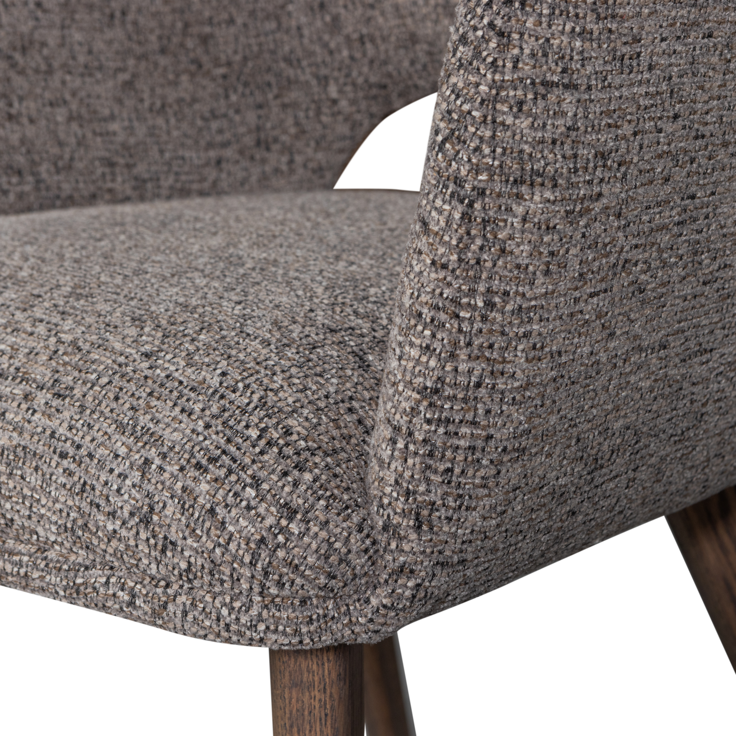 Woood | Eetkamerstoel Murat taupe met houten poot bruin