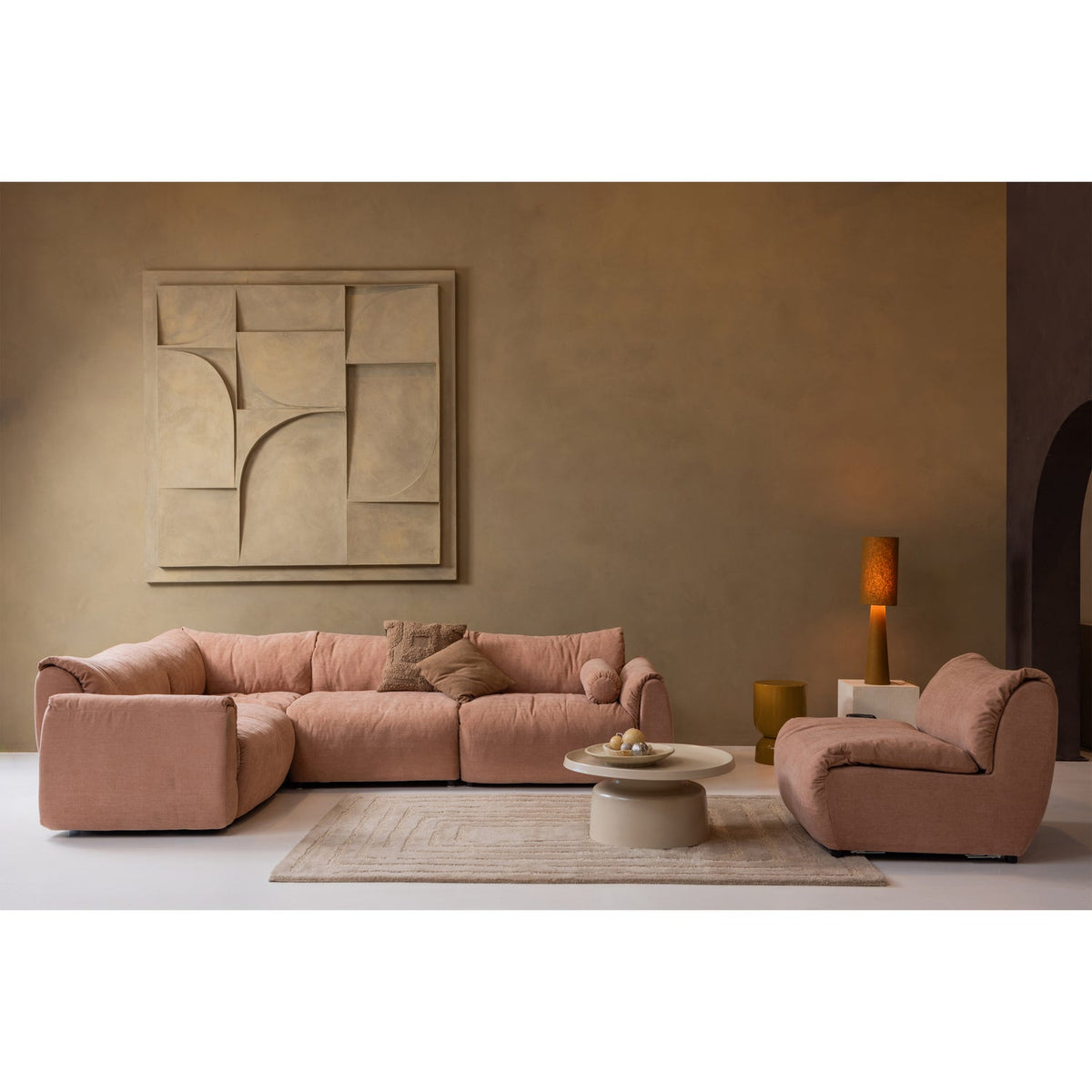 Woood | 1-Zits element Baggy geweven chenille oudroze