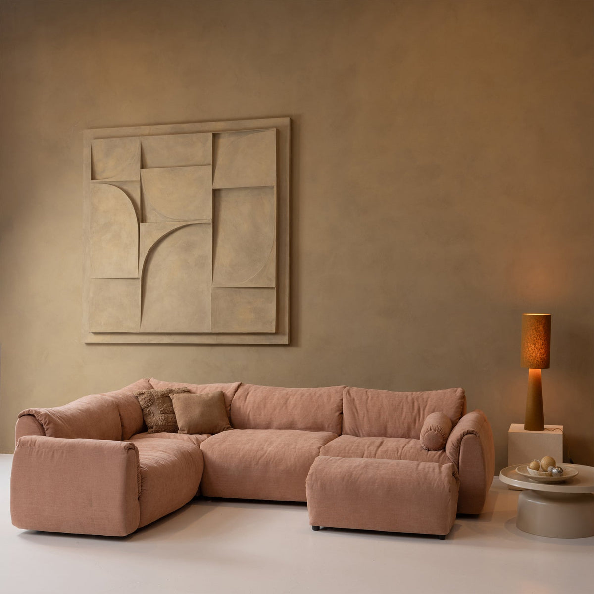 Woood | Hocker Baggy geweven chenille oudroze