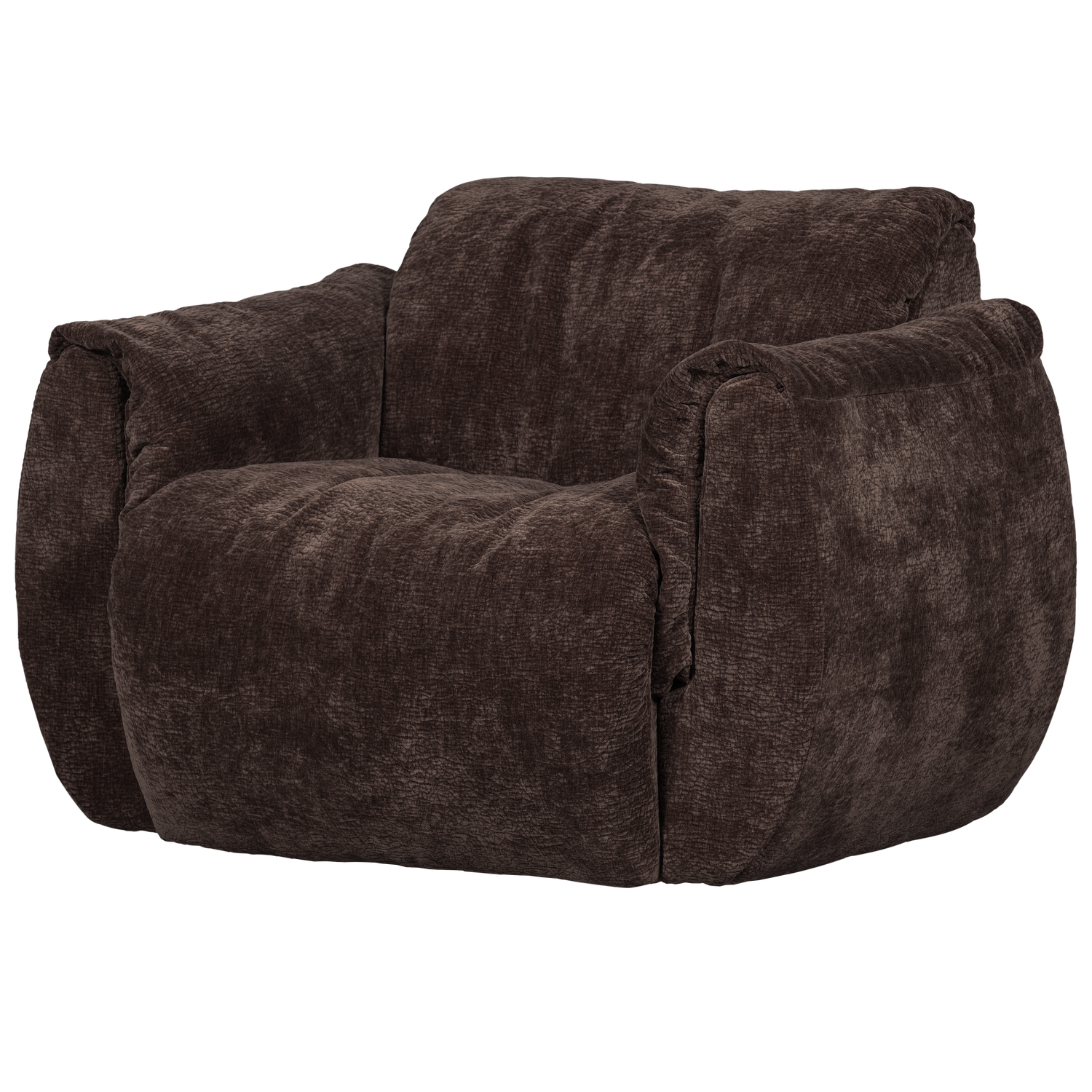 Woood | Draaifauteuil Baggy geweven chenille donkerbuin