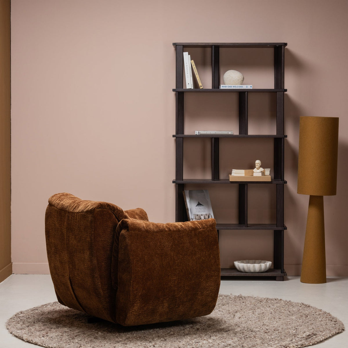 Woood | Draaifauteuil Baggy 3D chenille middenbruin