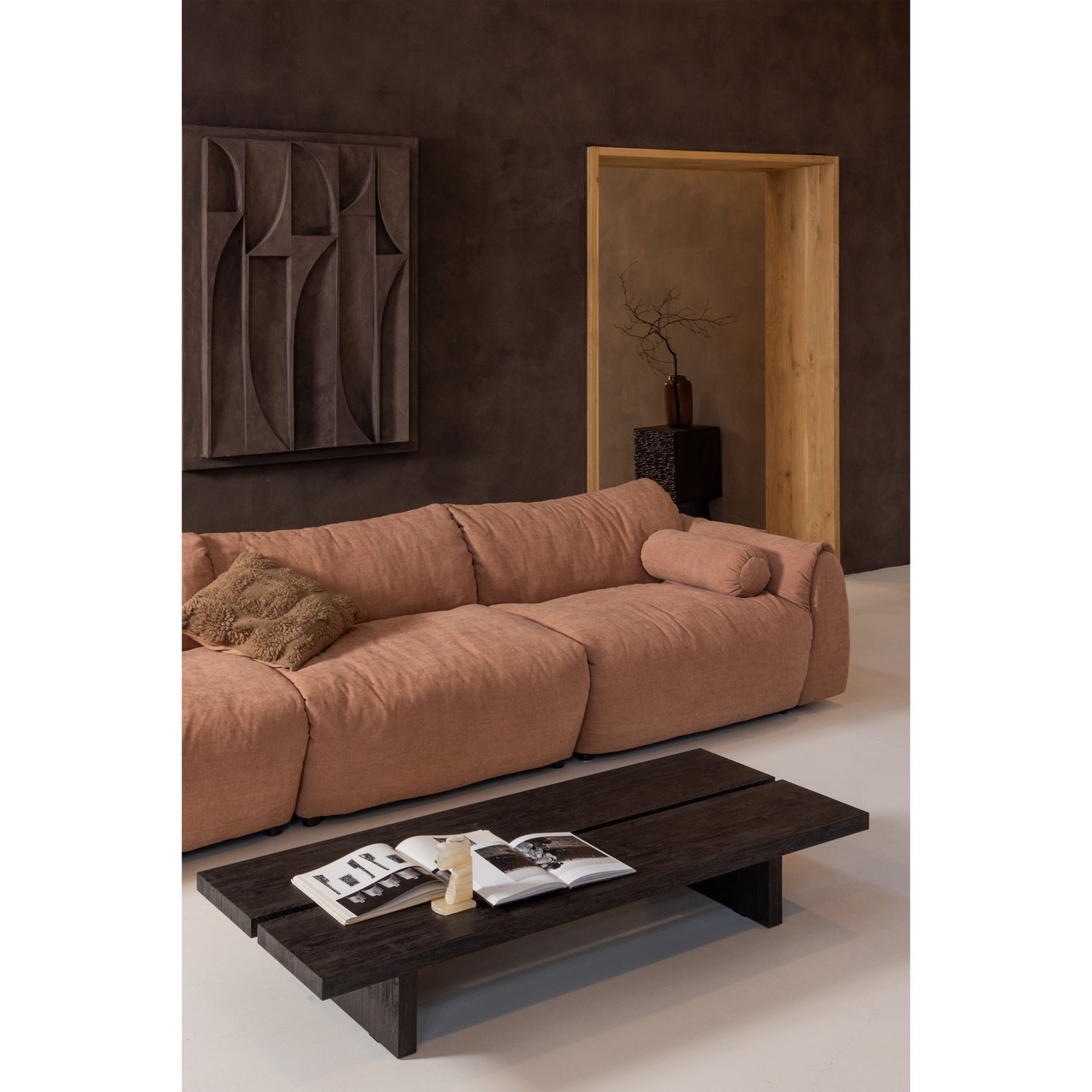 Woood | 3-Zits bank Baggy geweven chenille oud roze