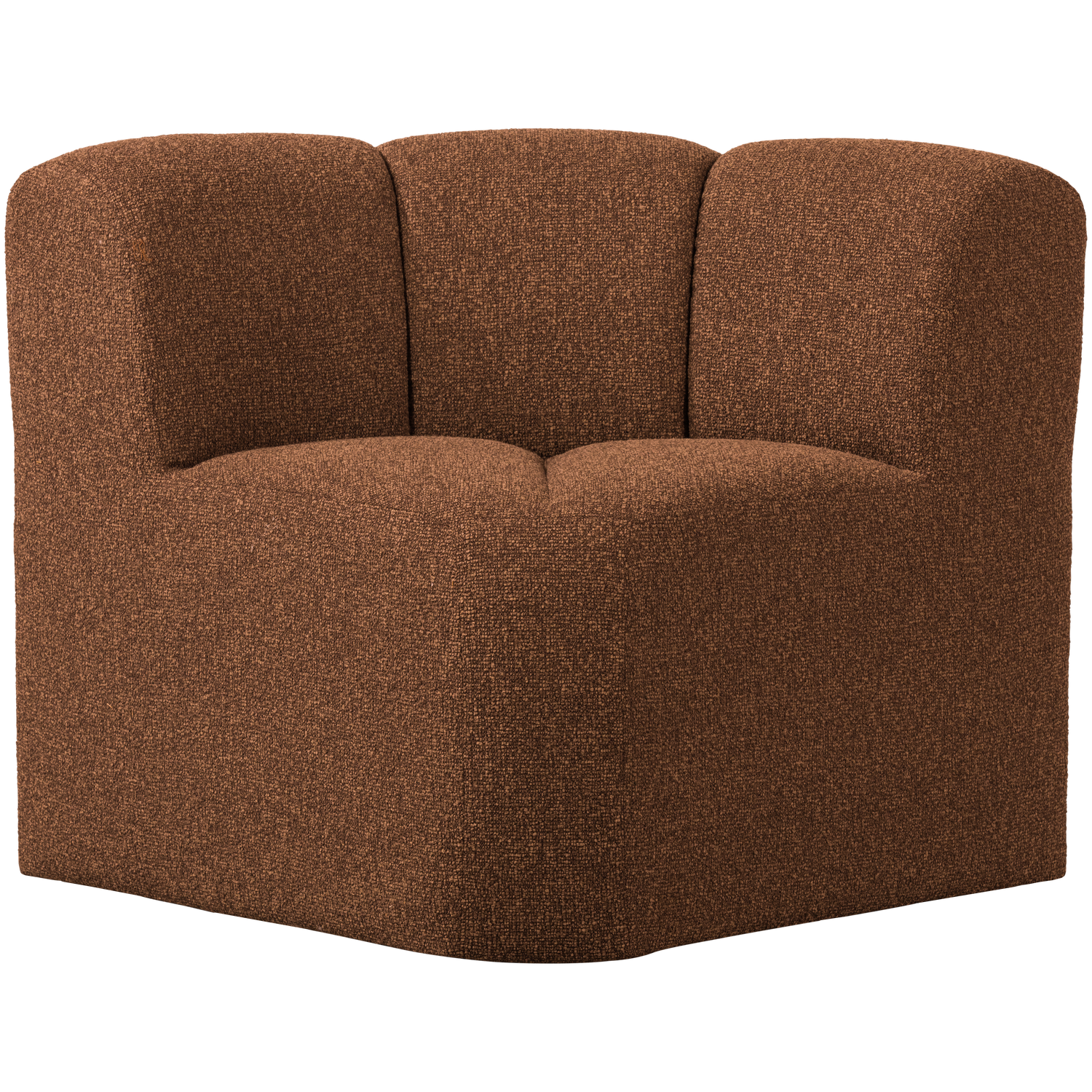Woood | Eetbank Mojo hoek met rugleuning boucle roestbruin melange
