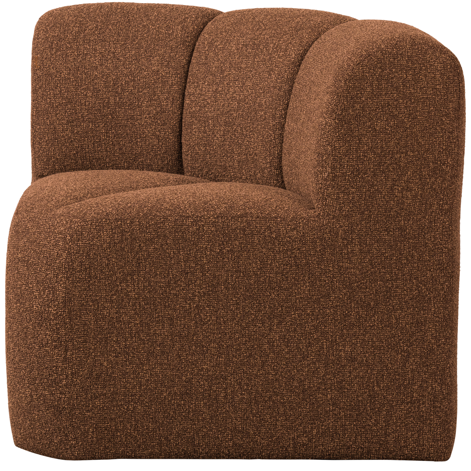 Woood | Eetbank Mojo hoek met rugleuning boucle roestbruin melange