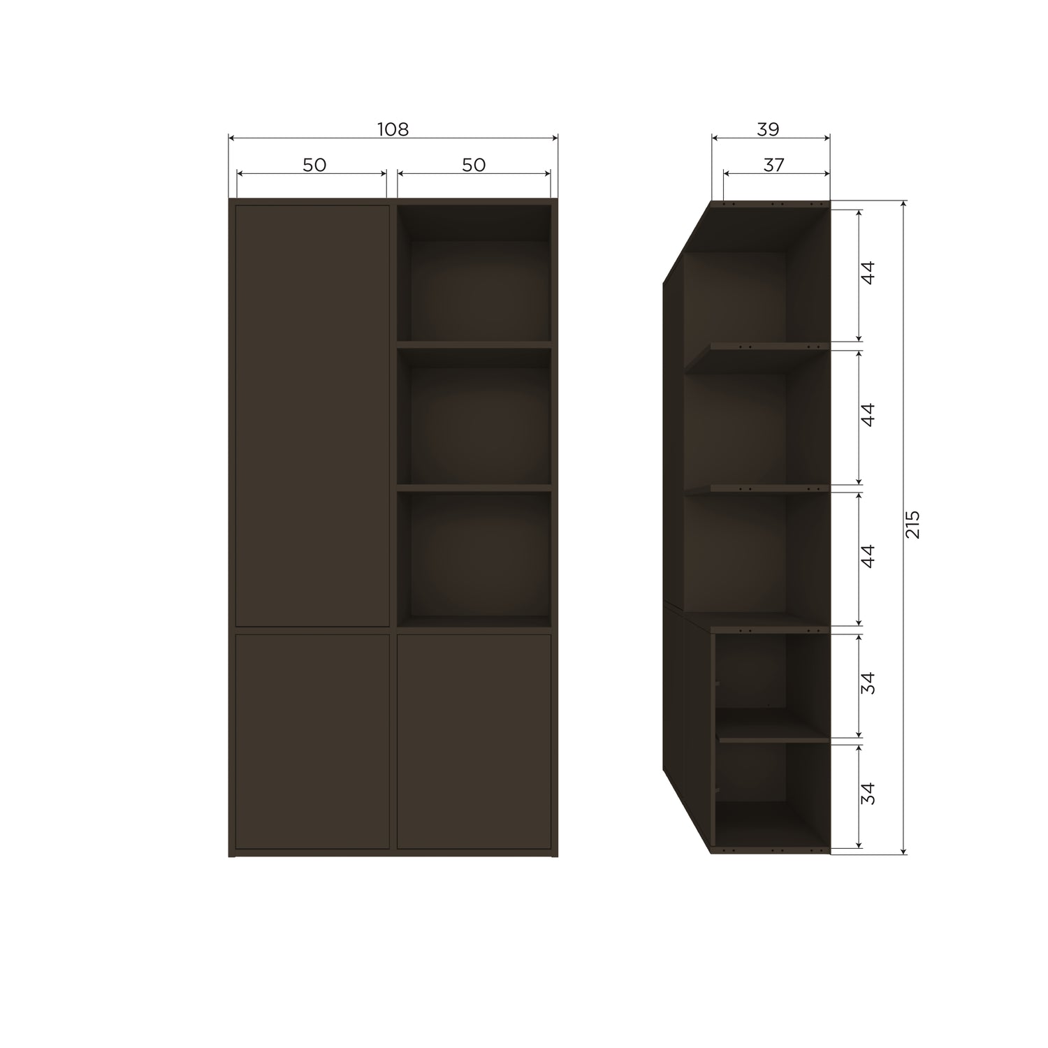 Woood | Opbergkast Meggy 108cm middenbruin