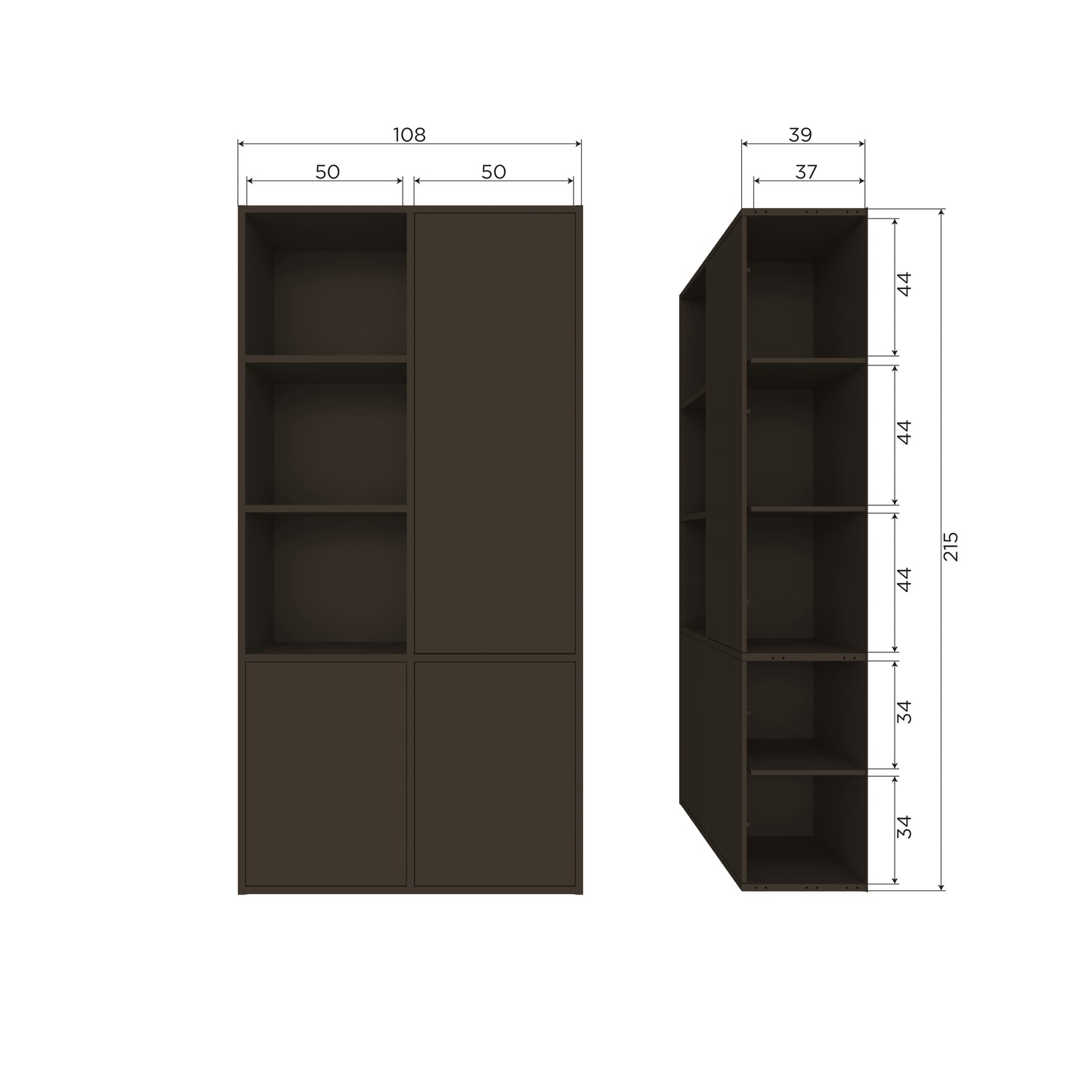 Woood | Opbergkast Meggy 108cm middenbruin