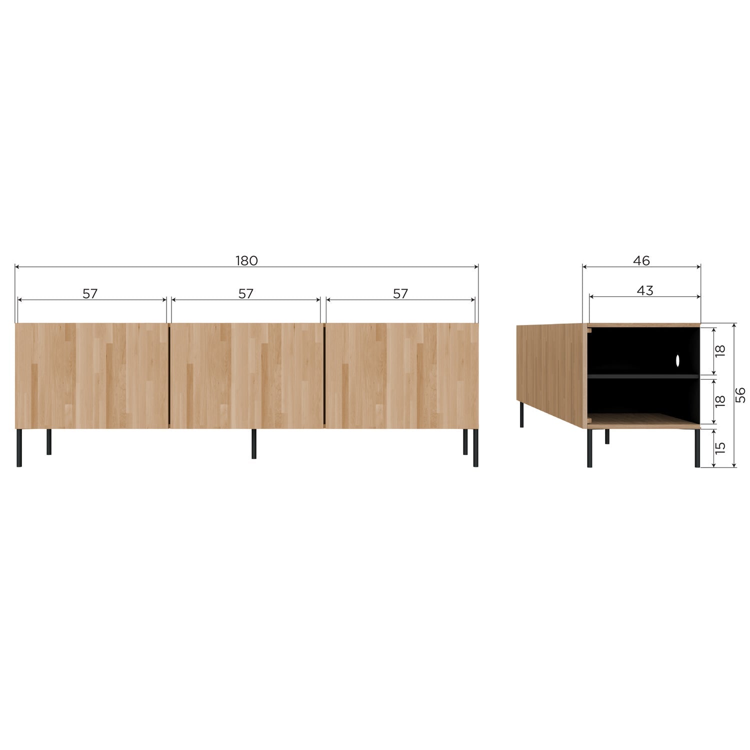 Woood | Tv meubel Bono Gravure 180cm eiken
