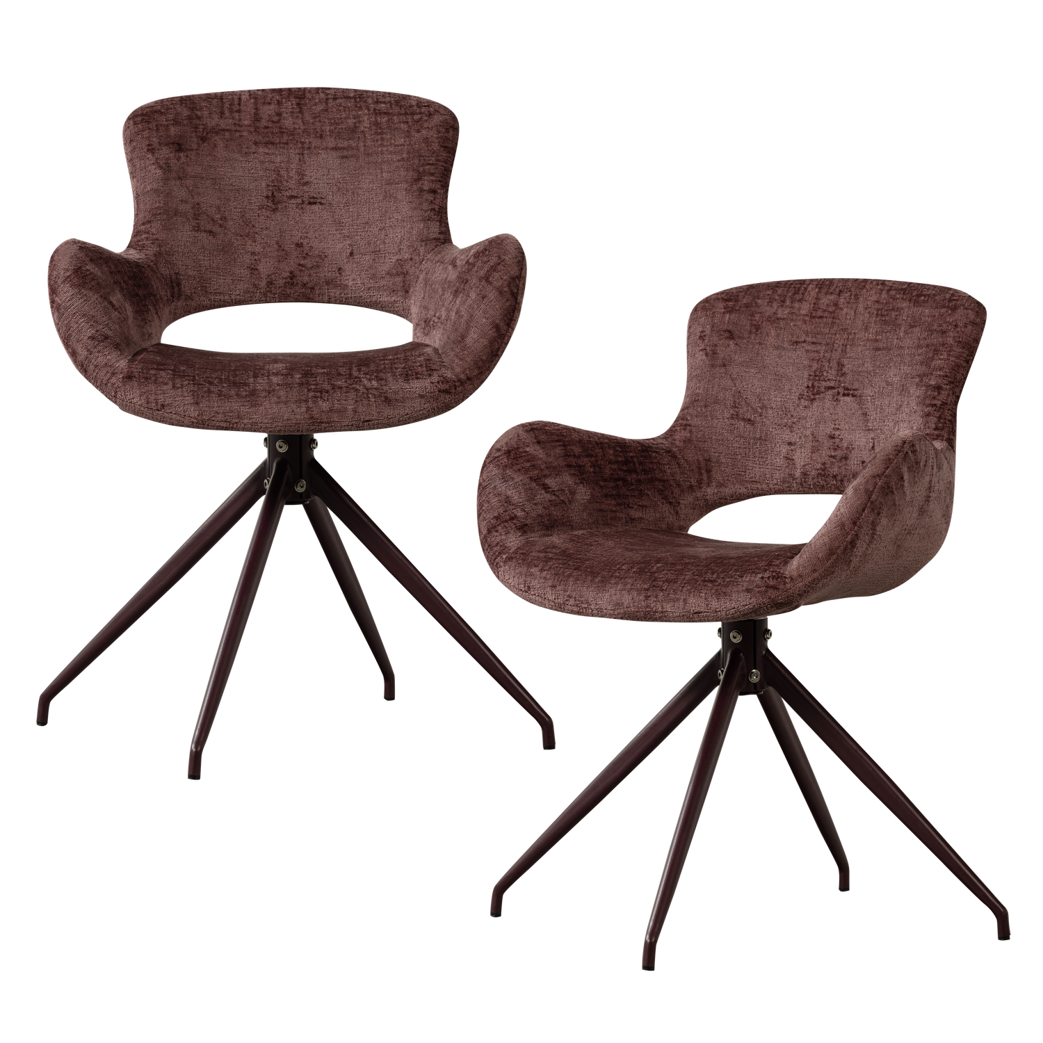 Woood | Eetkamerstoel Eliva structure velvet paars - Set van 2