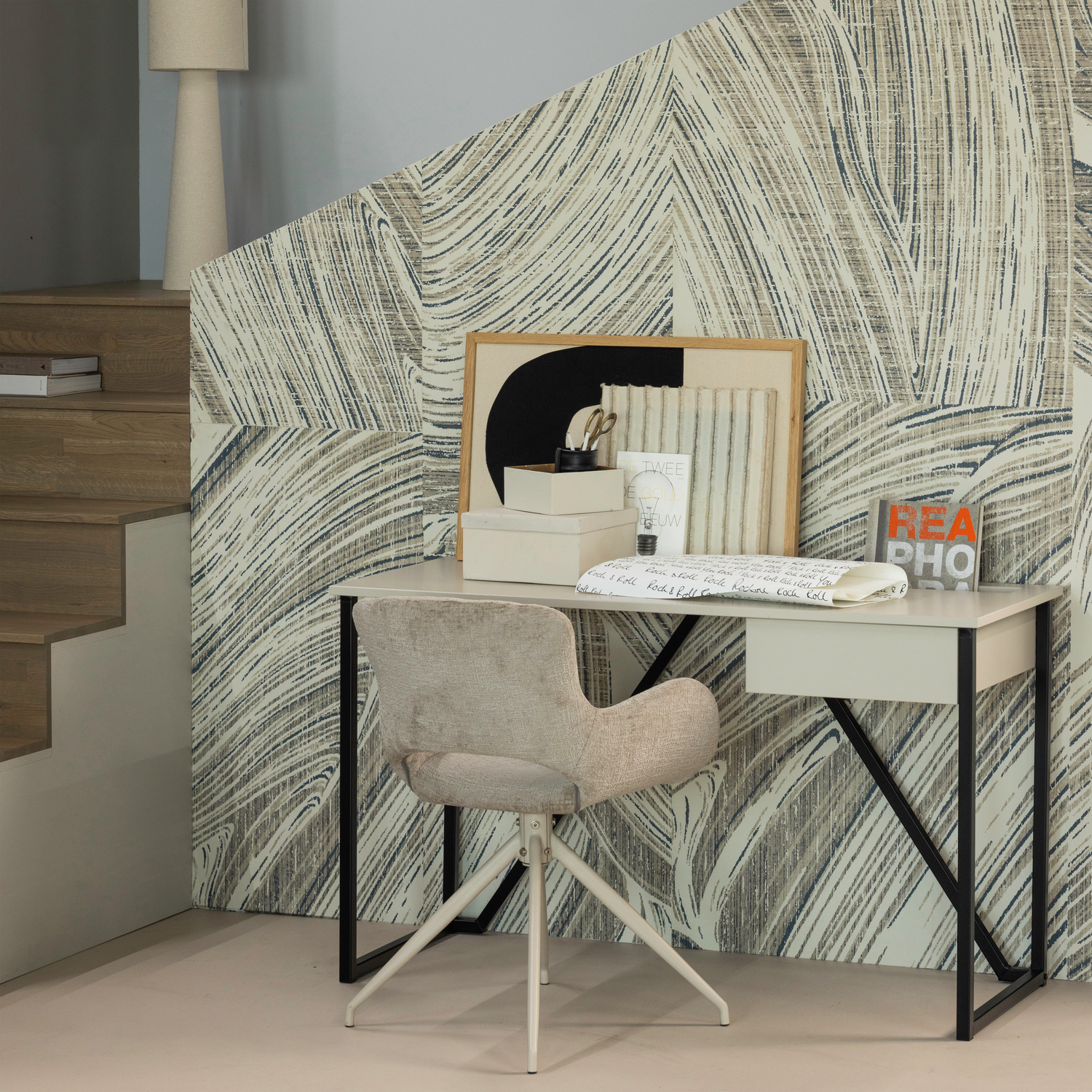 Woood | Eetkamerstoel Eliva structure velvet zand - Set van 2