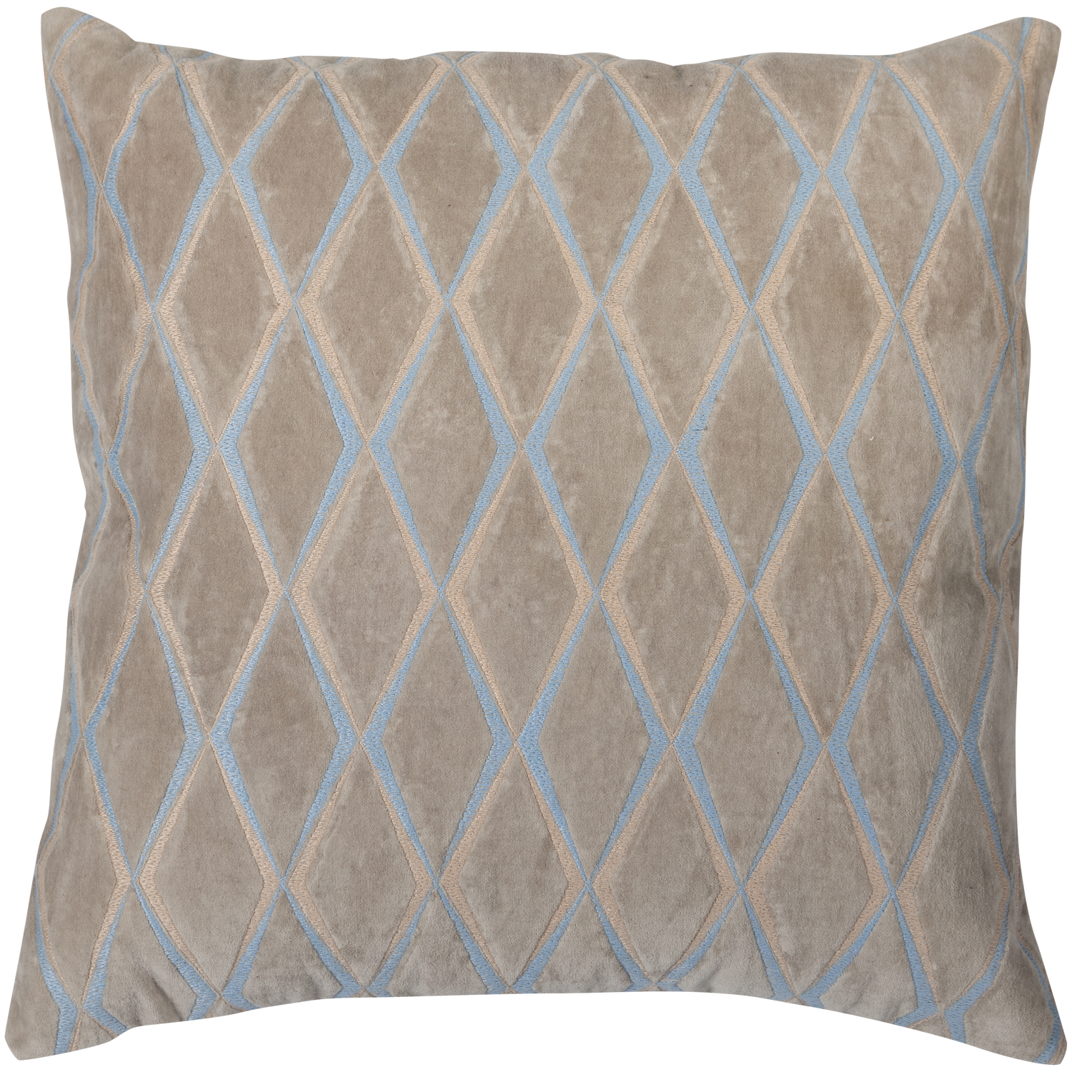 Woood | Kussens Laon velvet naturel/blauw - set van 3