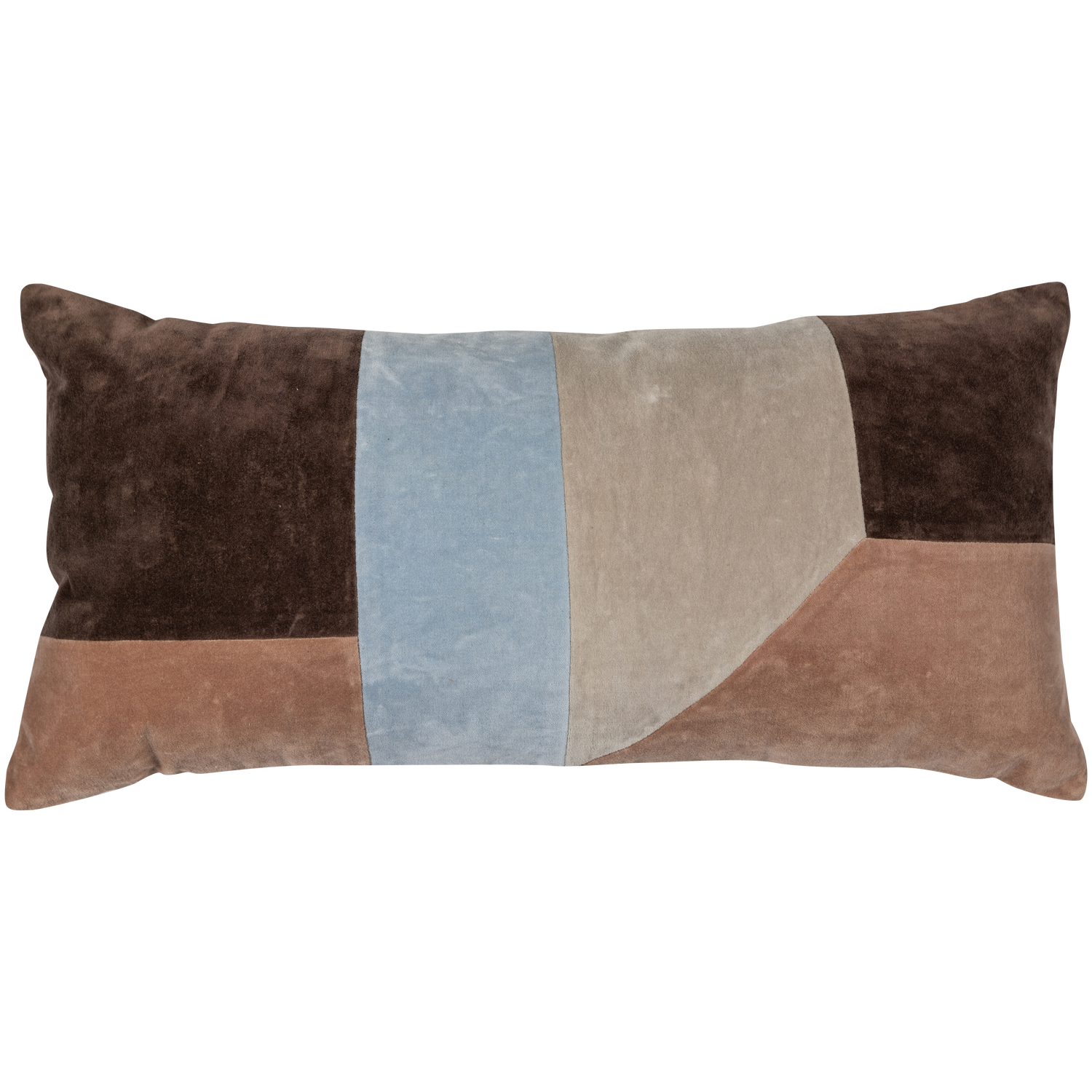 Woood | Kussens Laon velvet naturel/blauw - set van 3