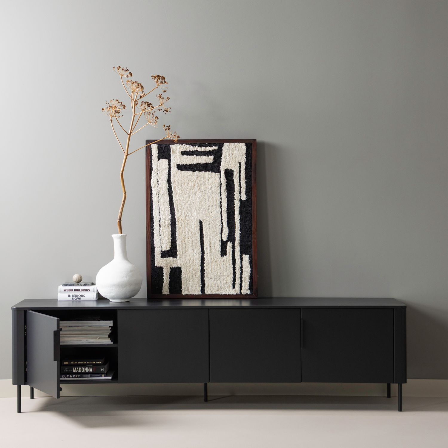 Woood | Tv meubel Gunnar 200cm matzwart