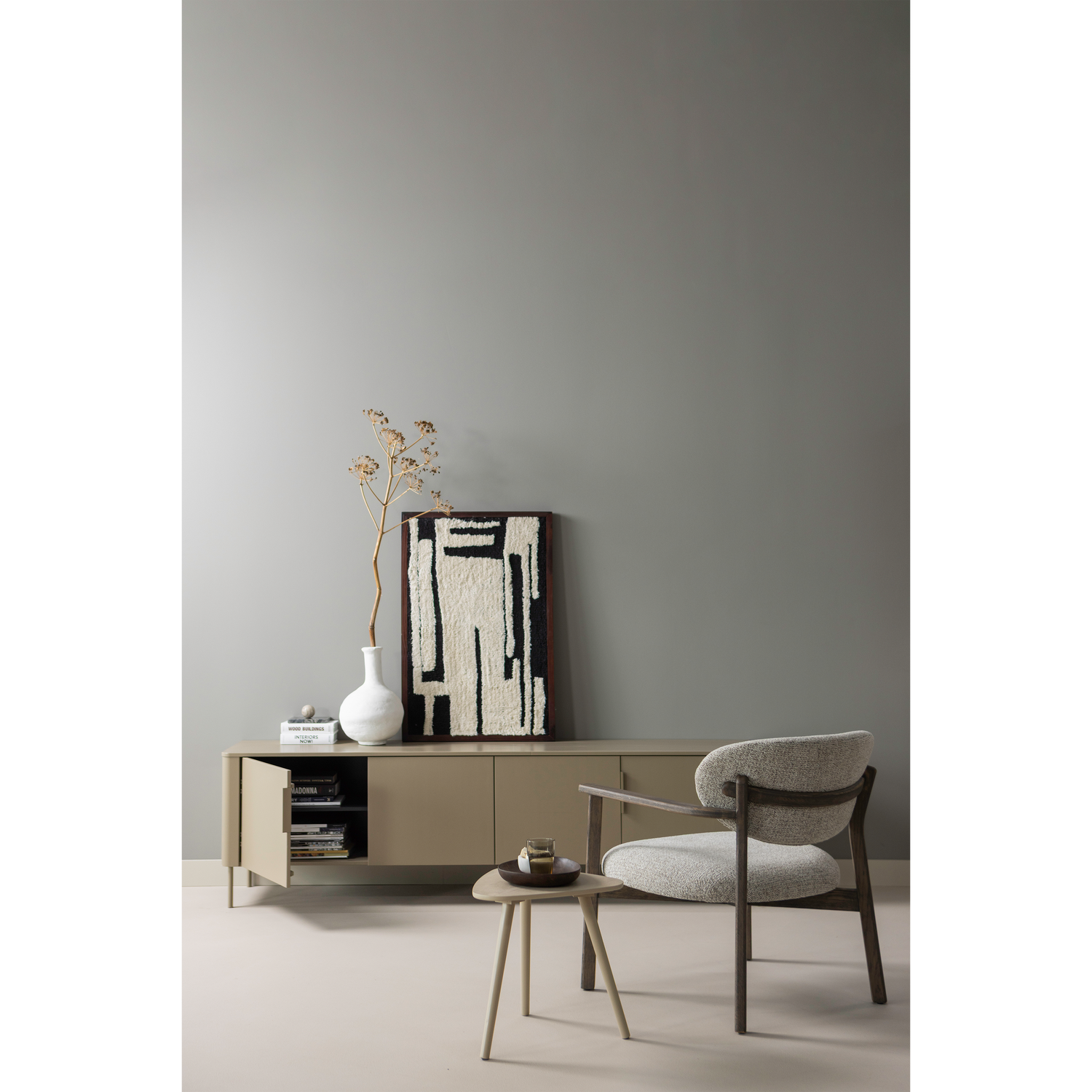 Woood | Fauteuil Udar naturel met houten frame bruin