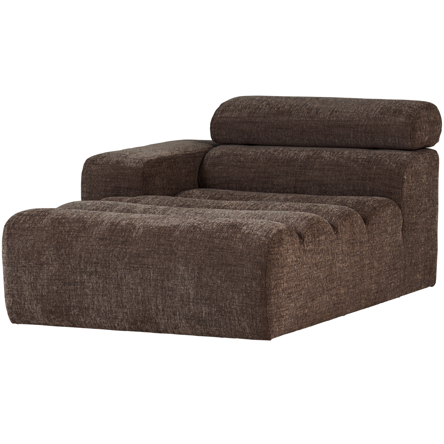 Woood | Chaise longue Novi element arm links donkerbuin melange