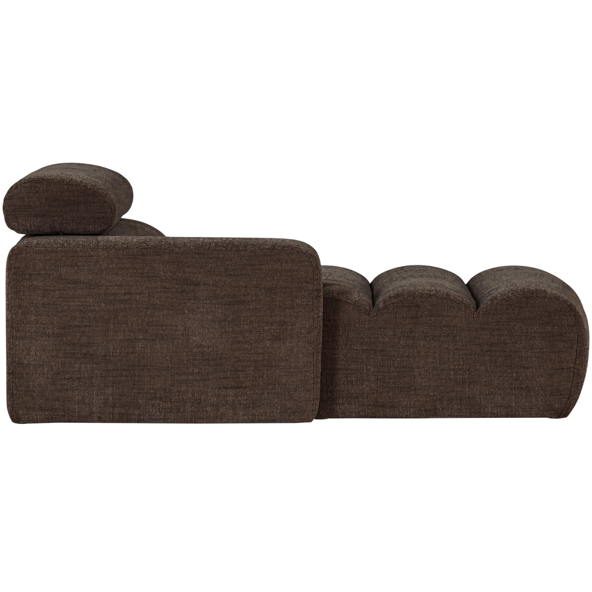 Woood | Chaise longue Novi element arm links donkerbuin melange
