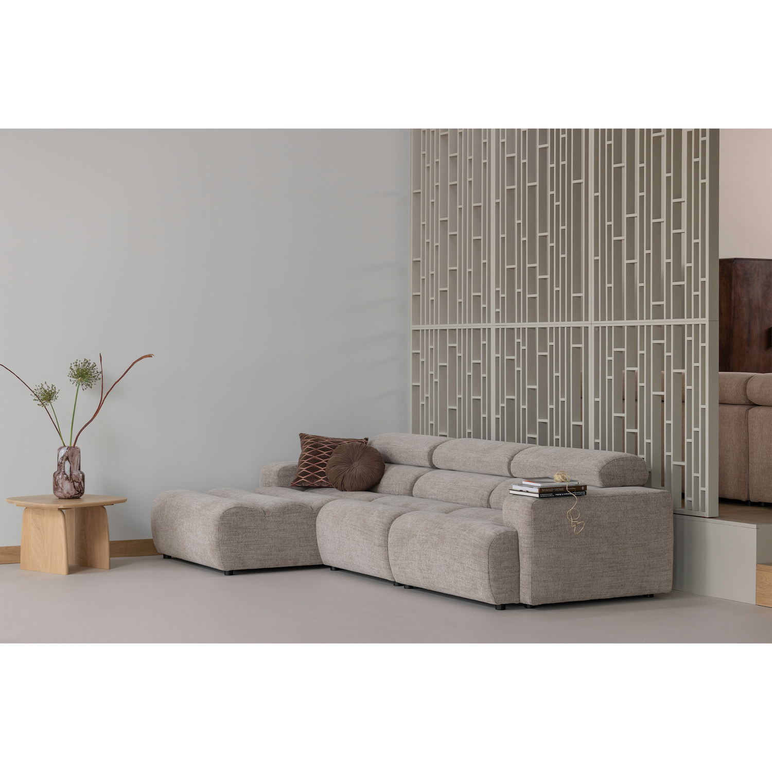 Woood | Chaise longue Novi element arm links naturel melange