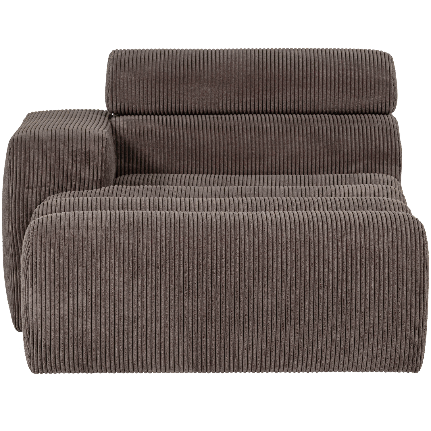 Woood | Chaise longue Novi element arm links ribstof grijsbruin