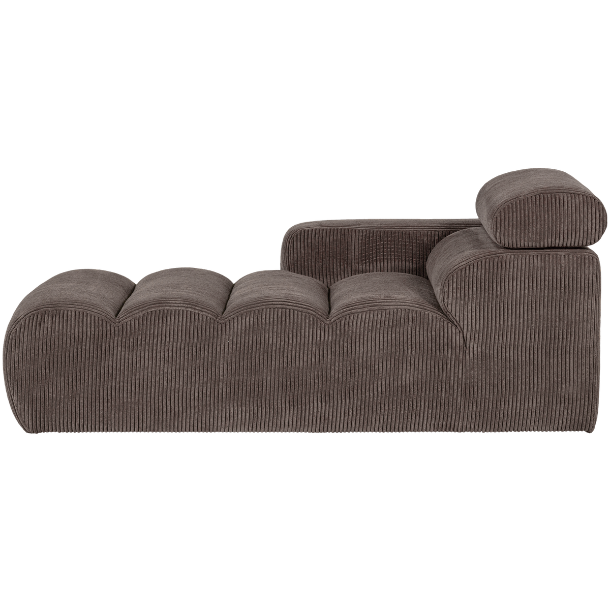 Woood | Chaise longue Novi element arm links ribstof grijsbruin