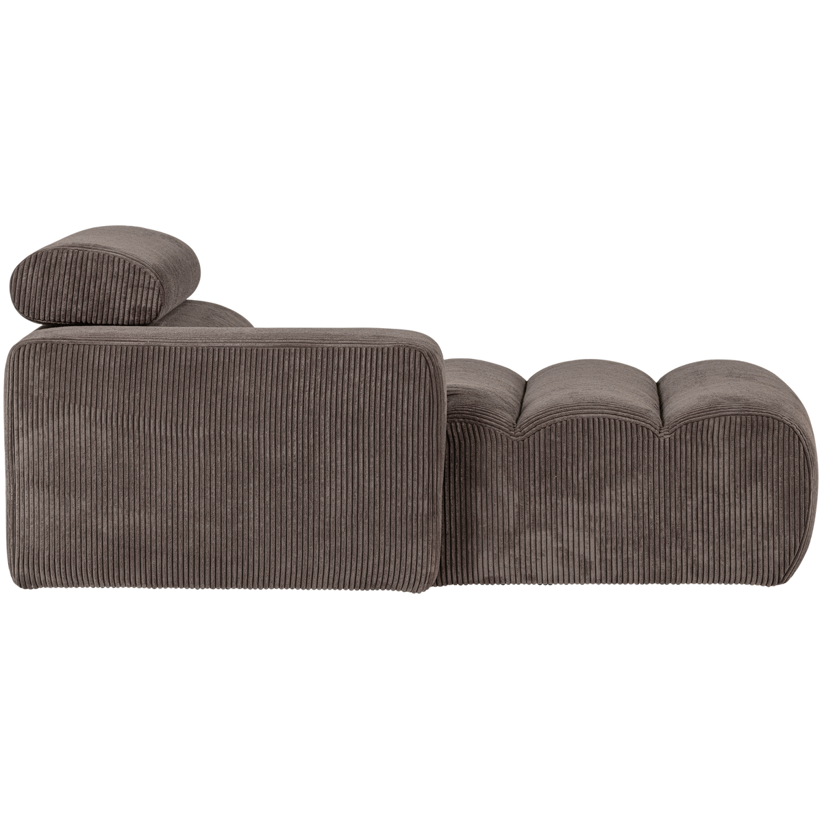 Woood | Chaise longue Novi element arm links ribstof grijsbruin