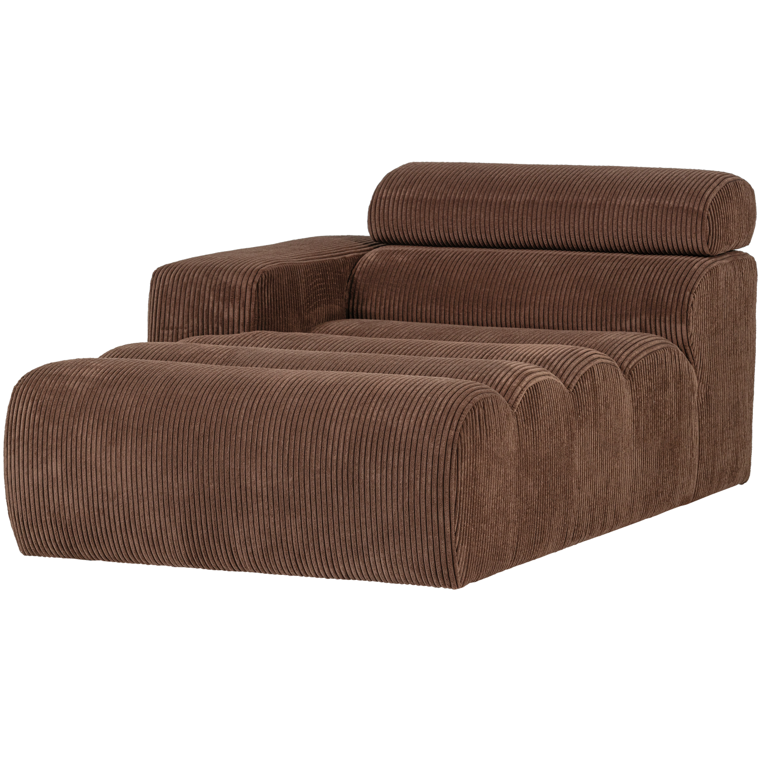 Woood | Chaise longue Novi element arm links ribstof mokkabruin