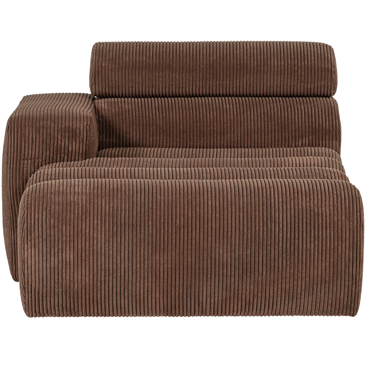 Woood | Chaise longue Novi element arm links ribstof mokkabruin